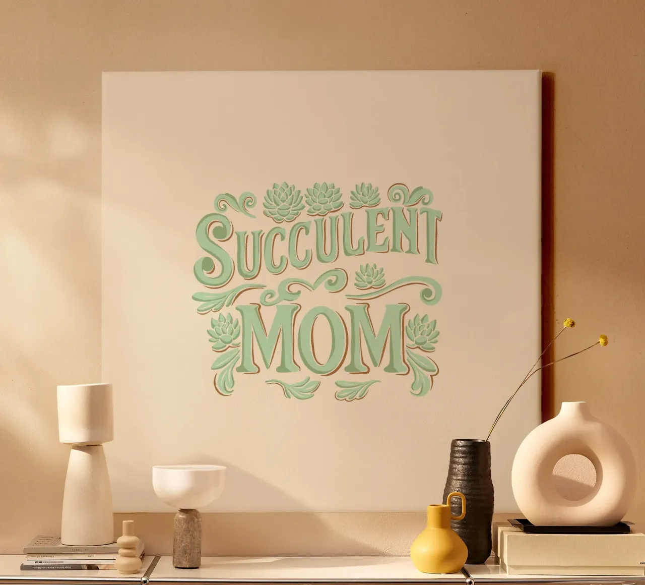Succulente moeder canvas met Baklijst van Loobs