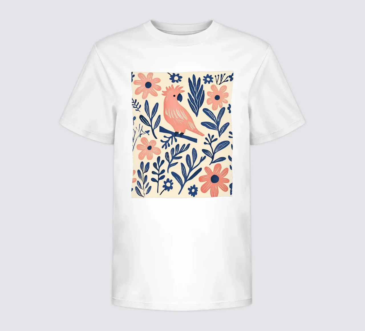 Cacatua rosa Pappagallo Vintage Botanico Animale Uccello Fiori t-shirt bambini da Gentle Echoes Art