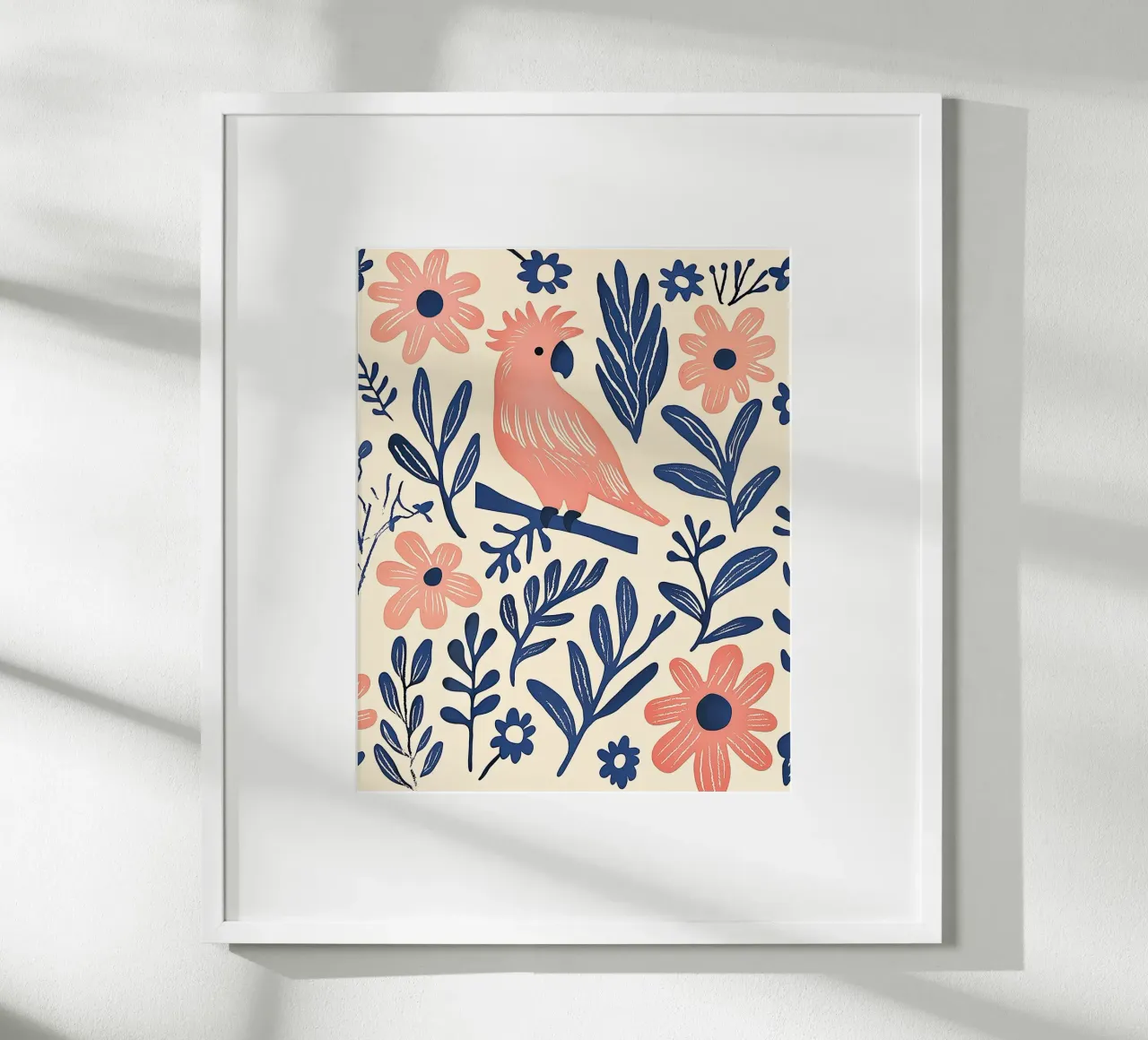 Cacatua rosa Pappagallo Vintage Botanico Animale Uccello Fiori carta hahnemühle da Gentle Echoes Art