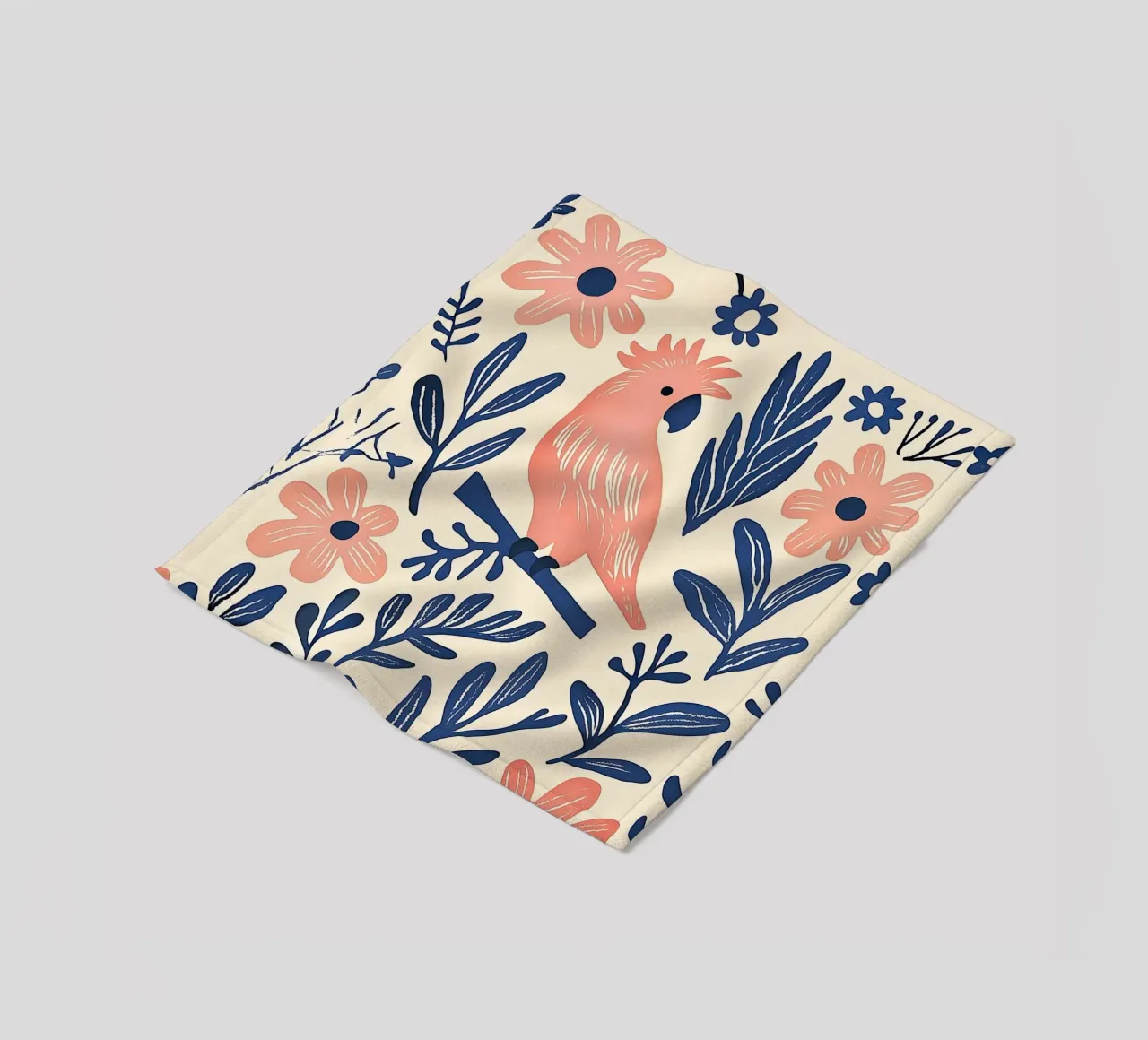 Cacatua rosa Pappagallo Vintage Botanico Animale Uccello Fiori coperta in pile da Gentle Echoes Art