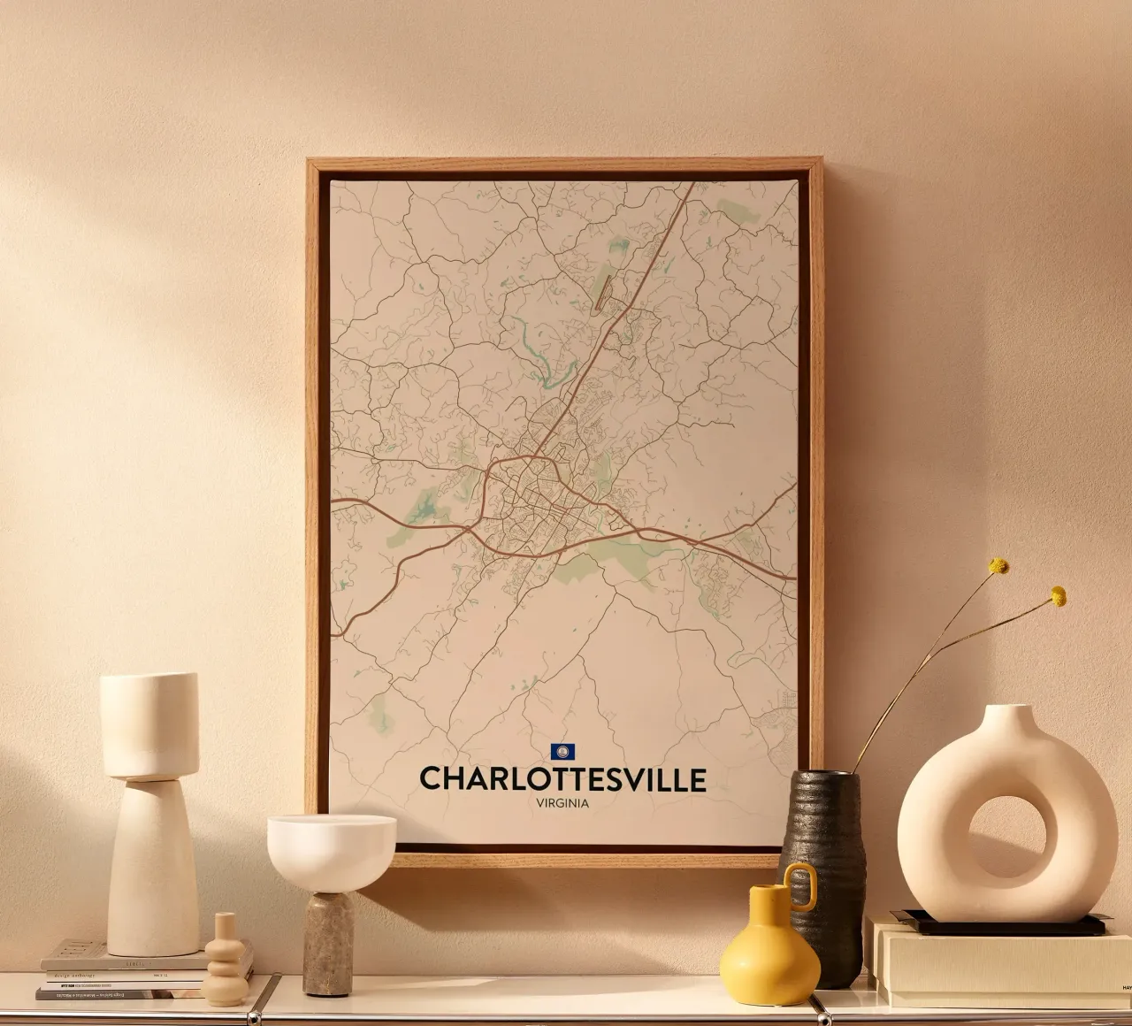 Charlottesville VA canvas met Baklijst van Jacob W MICKELSON