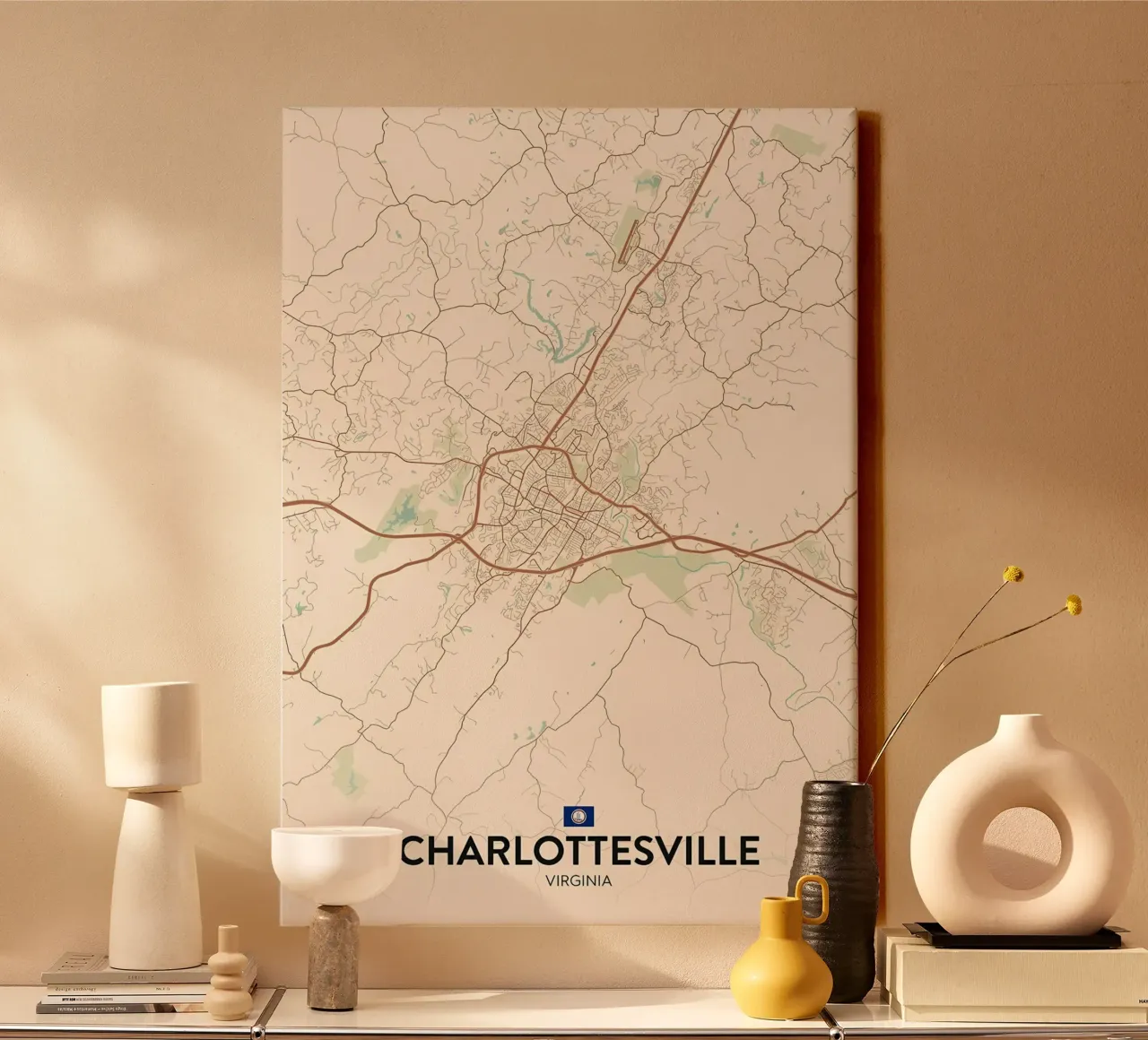 Charlottesville VA canvas met Baklijst van Jacob W MICKELSON