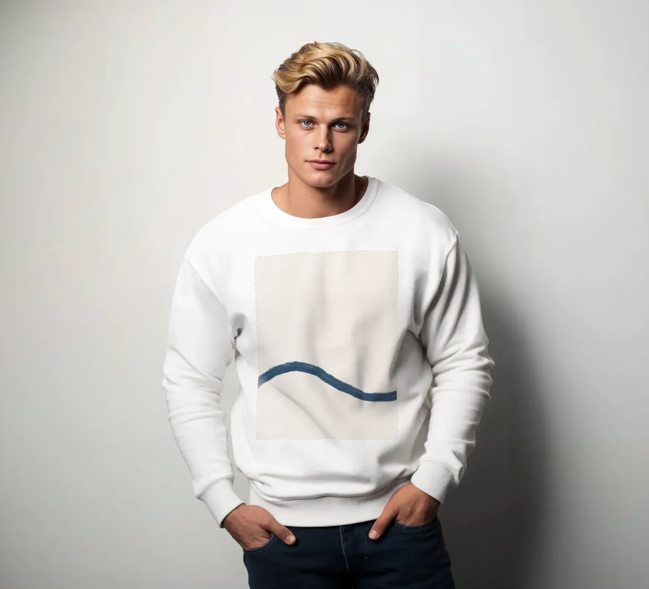 Astratto minimalista costiero Surf Wave crema blu (pt 1 di 2) felpa da This Wild Soul - Illustration