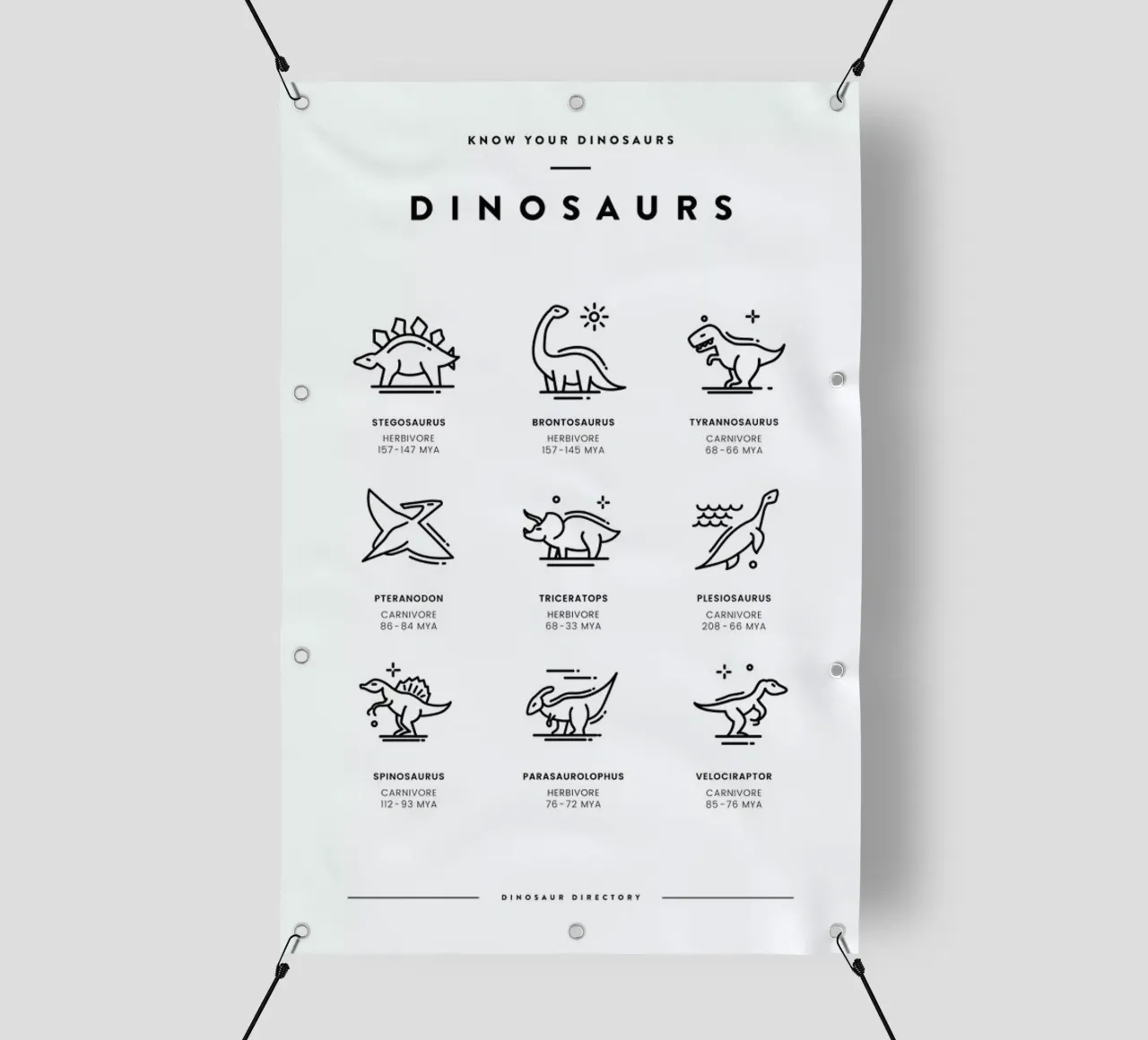 Dinosaurs chart telo in pvc da daylight design studio