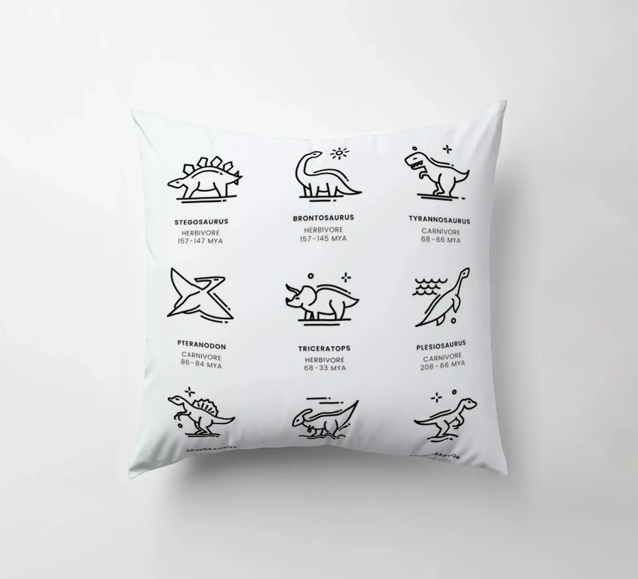 Dinosaurs chart cuscino da daylight design studio