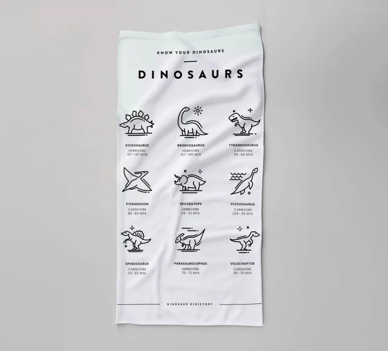 Dinosaurs chart asciugamano da bagno da daylight design studio