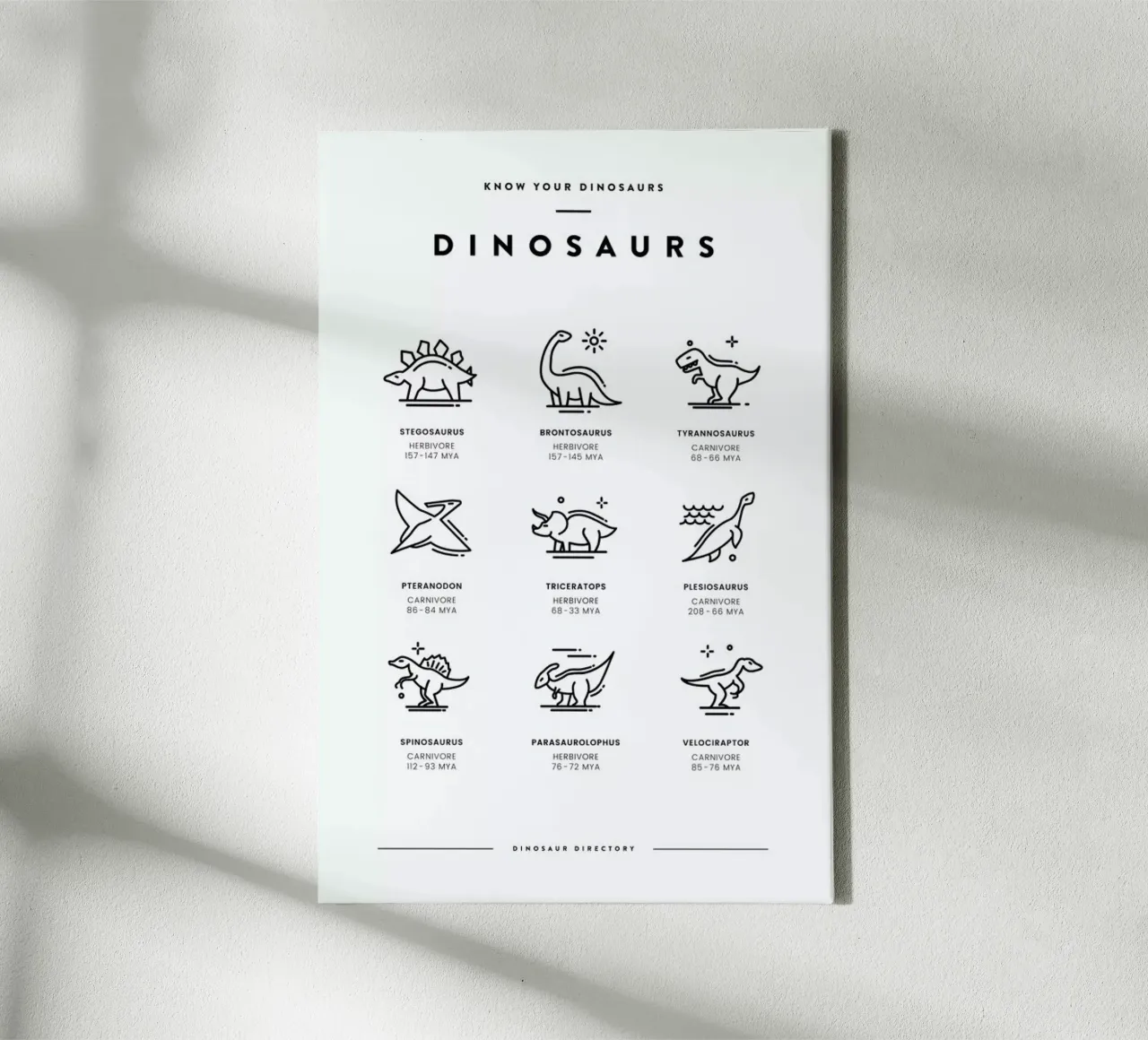Dinosaurs chart canvas by daylight design studio