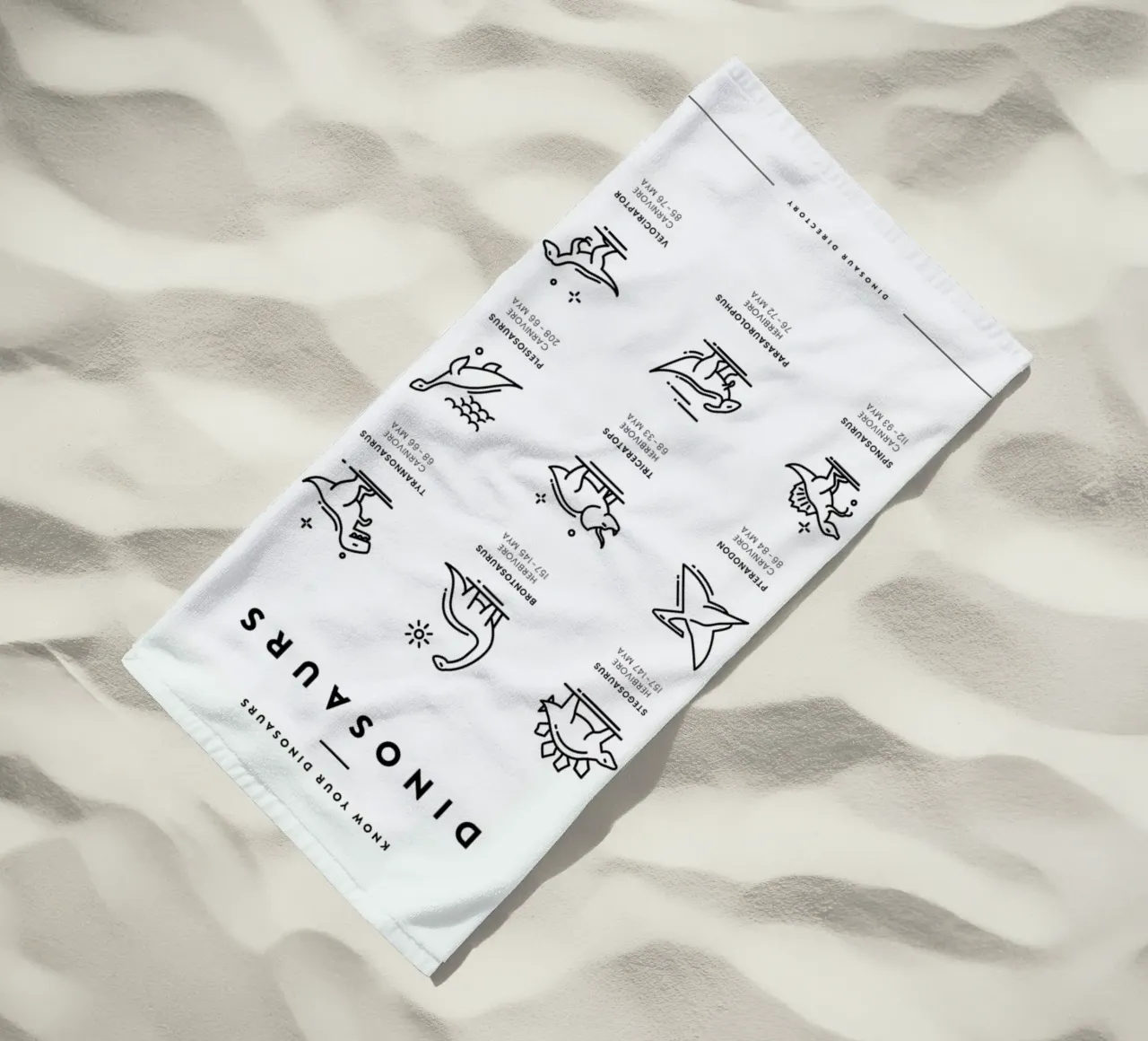 Dinosaurs chart beach towel by daylight design studio