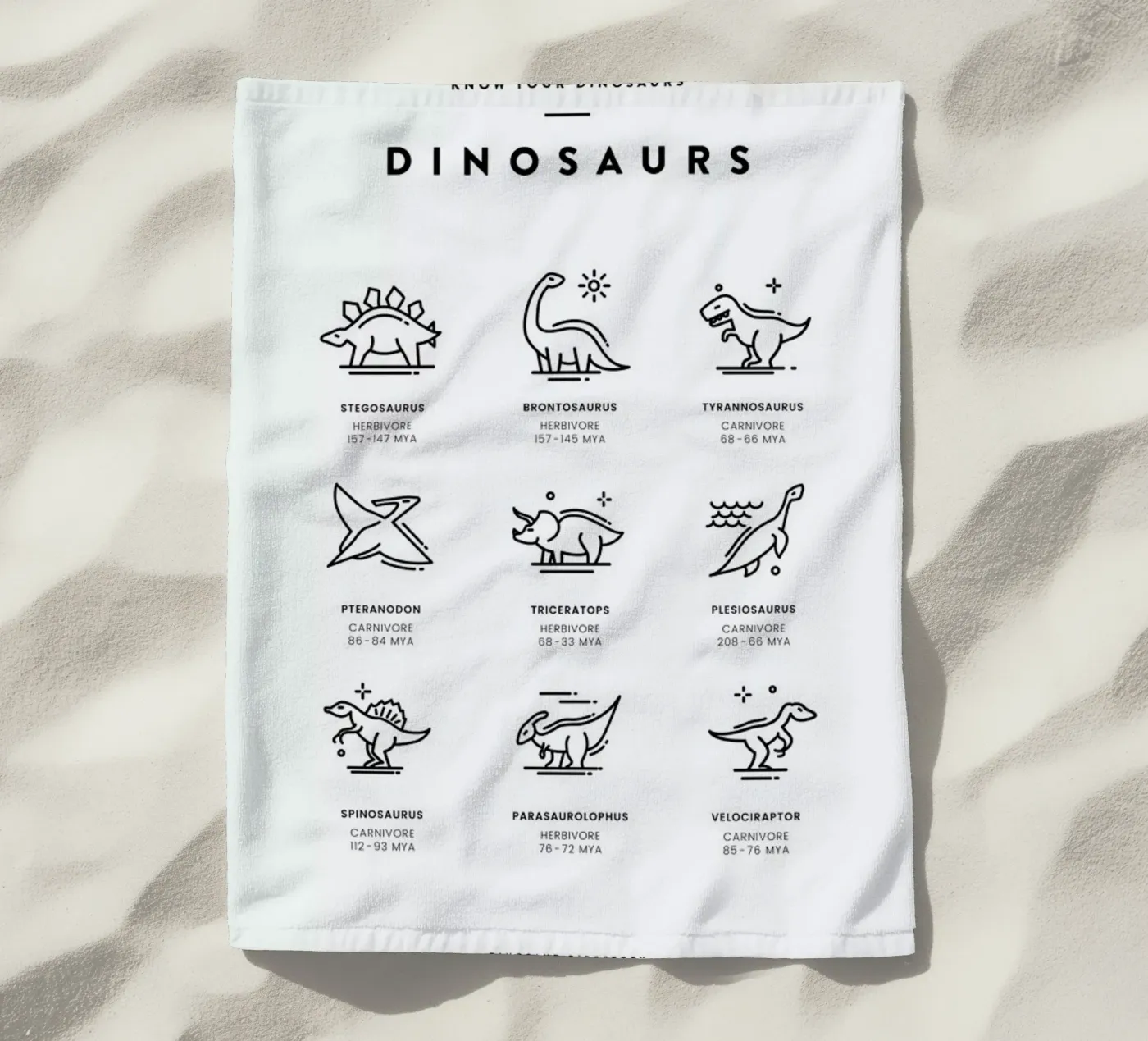 Dinosaurs chart telo mare da daylight design studio
