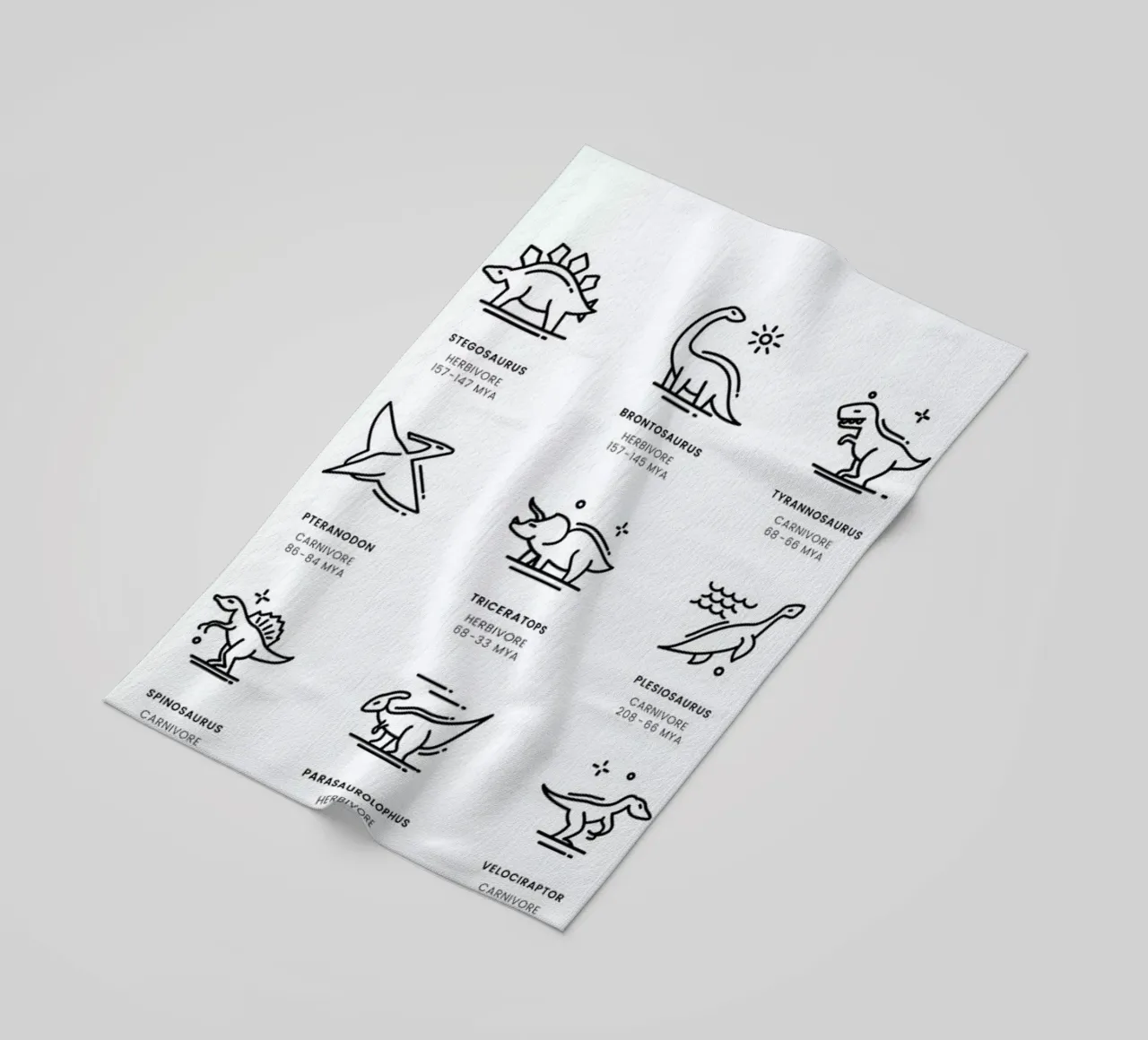 Dinosaurs chart beach towel by daylight design studio