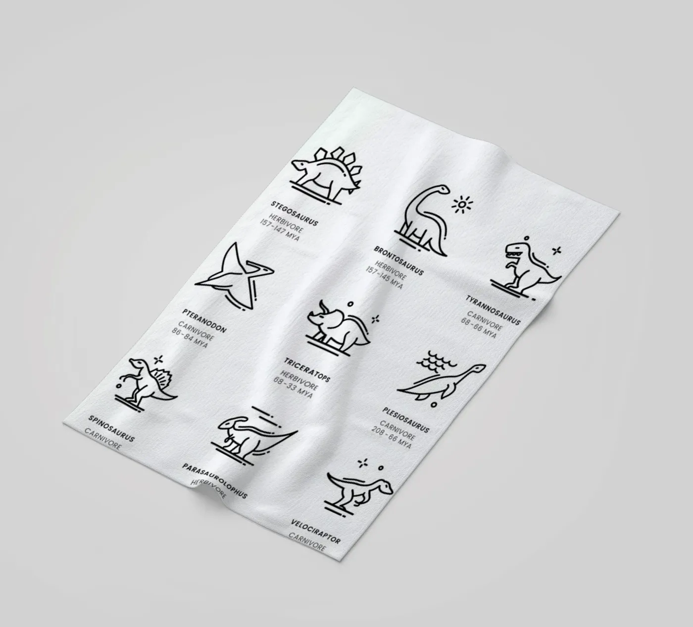 Dinosaurs chart beach towel by daylight design studio