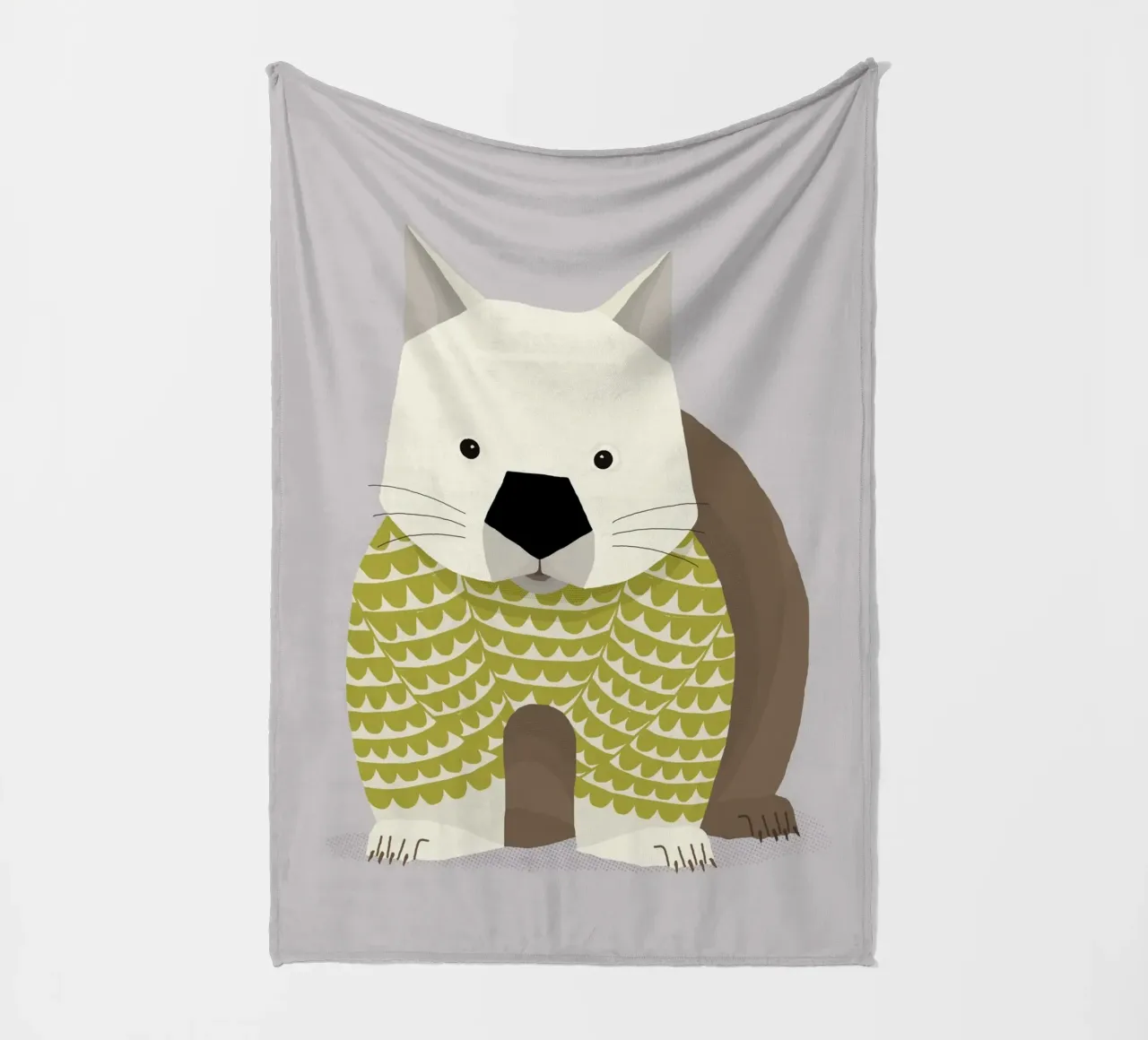 Launischer Wombat Fleecedecke von The Printed Sparrow