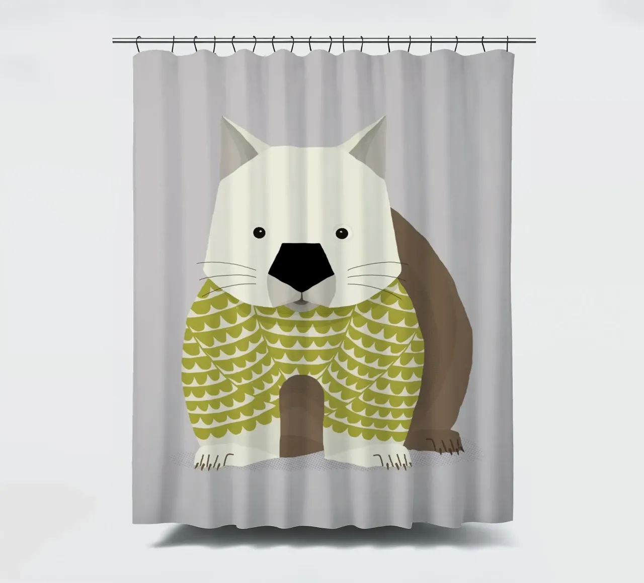 Whimsical Wombat shower curtain by The Printed Sparrow