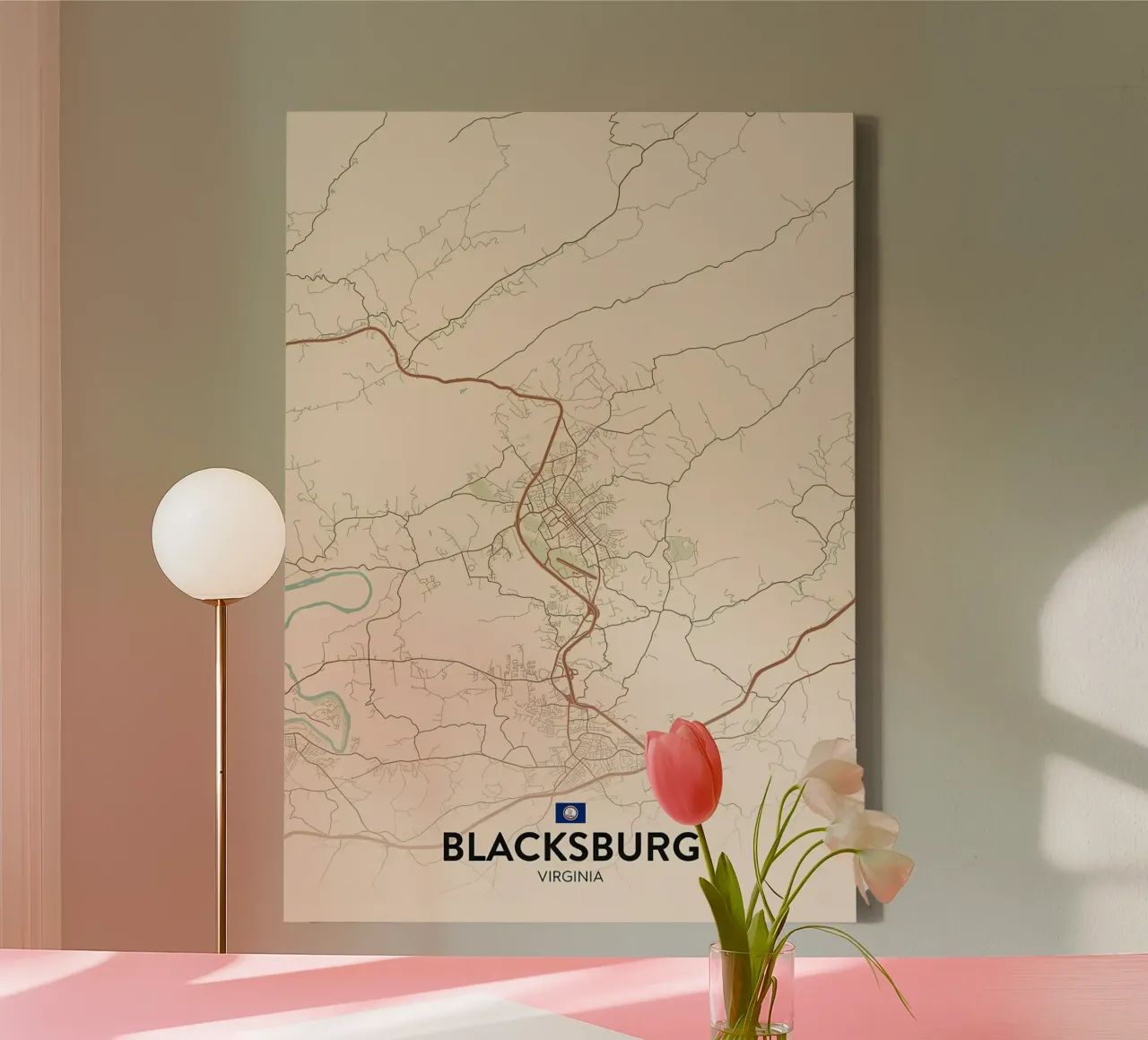 Blacksburg VA tela con Cornice a cassetta da Jacob W MICKELSON