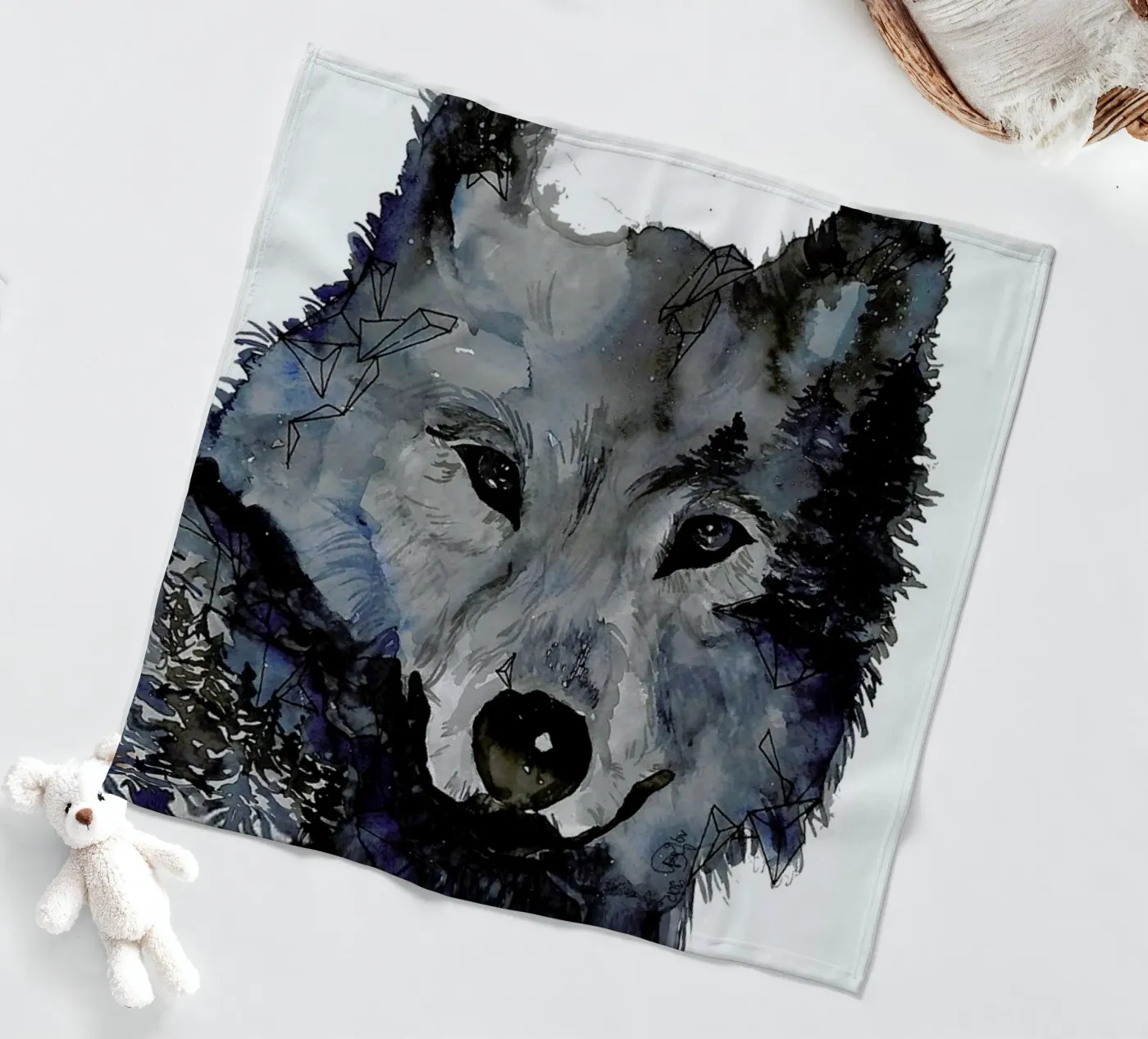 Nightwolf fleece blanket by Larissa van der Laan