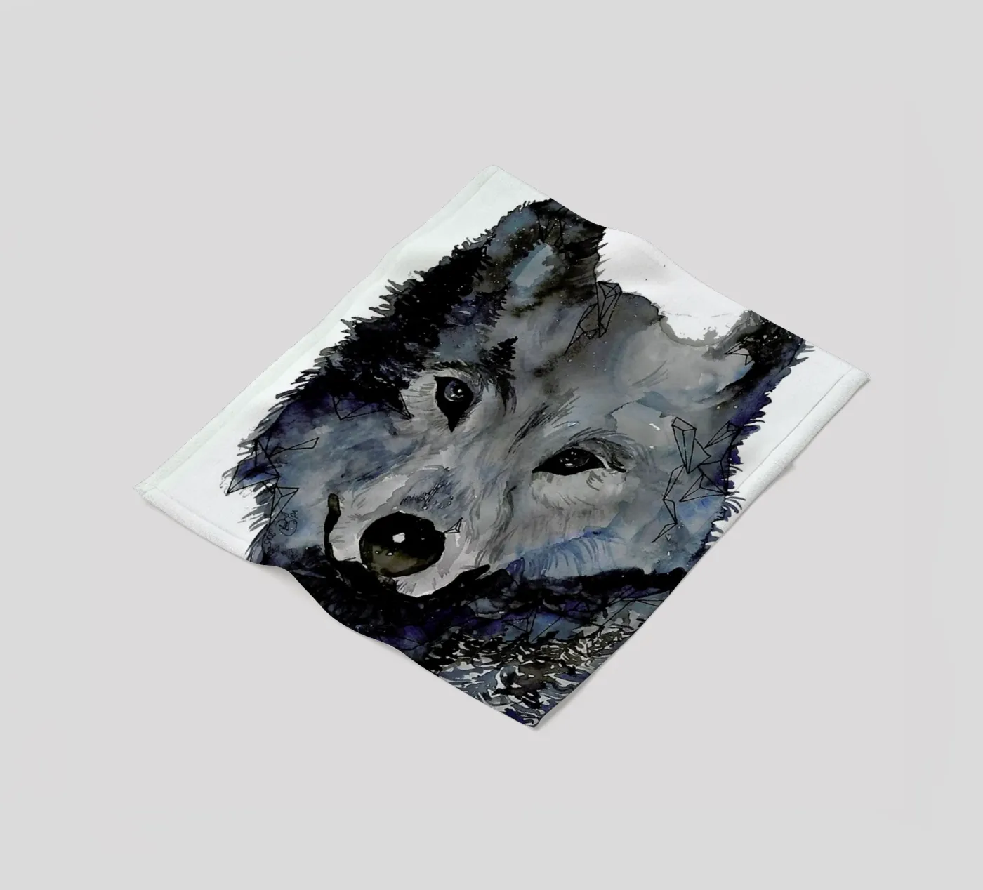 Nightwolf fleece blanket by Larissa van der Laan
