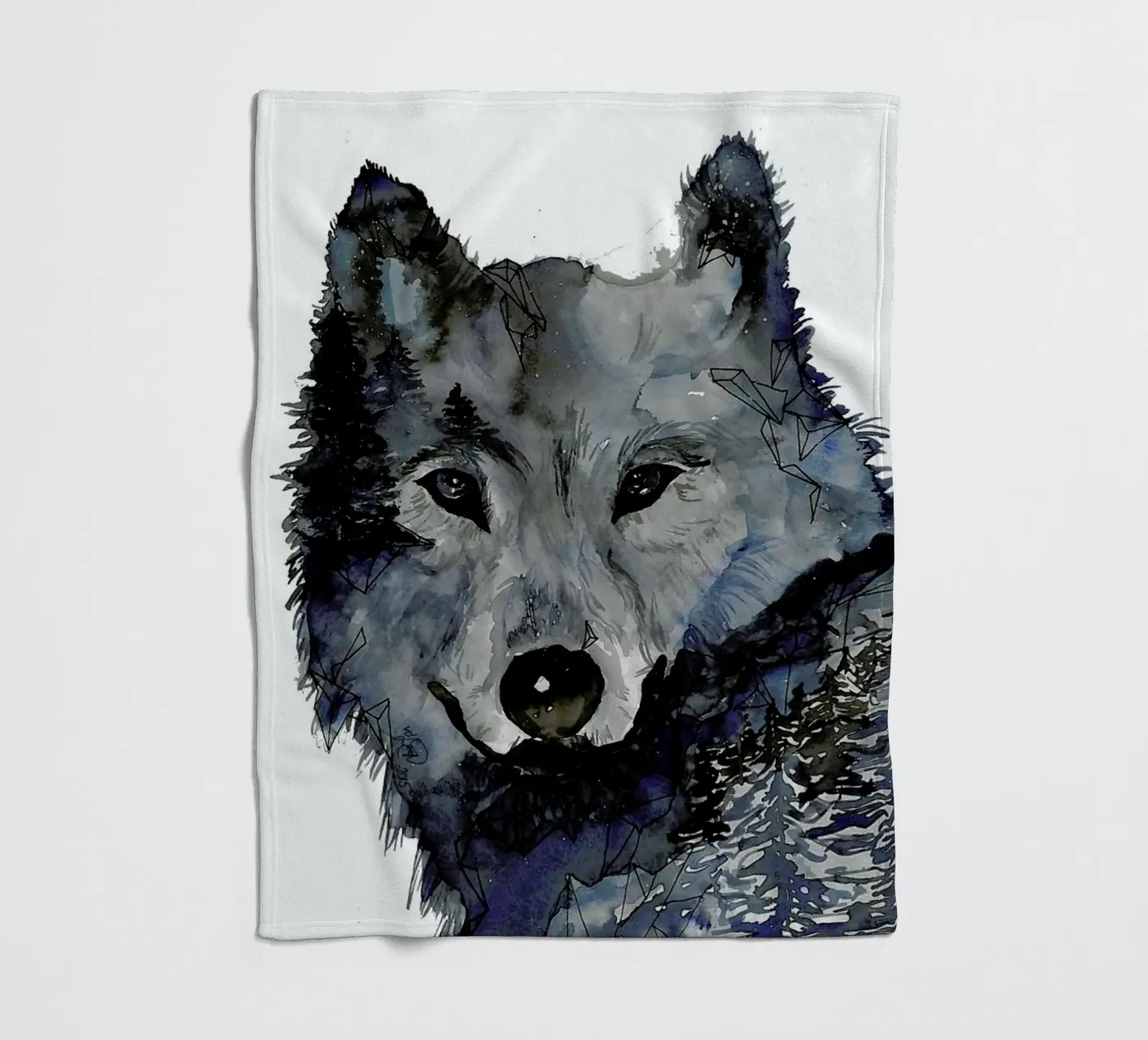 Nightwolf fleece blanket by Larissa van der Laan