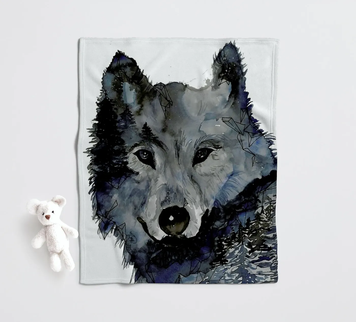 Nightwolf fleece blanket by Larissa van der Laan