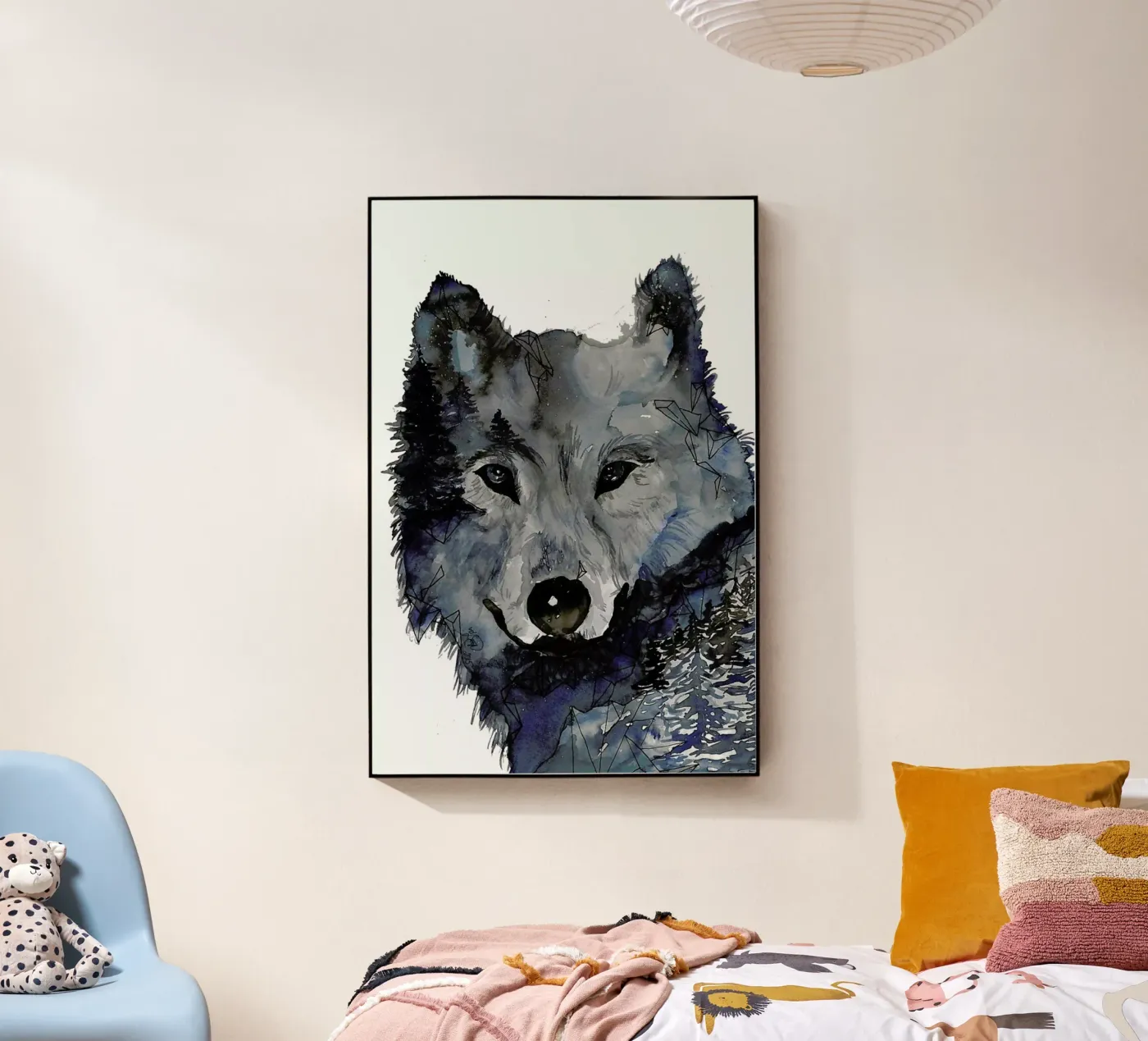 Nightwolf acryl van Larissa van der Laan