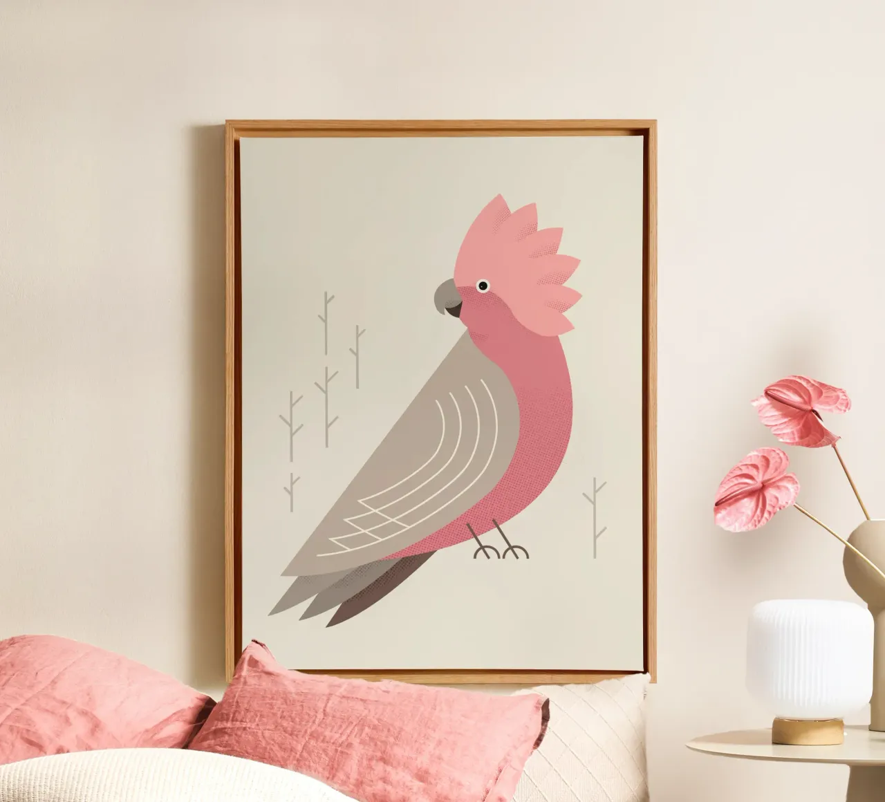 Galah, vogel van Australië canvas met Baklijst van The Printed Sparrow