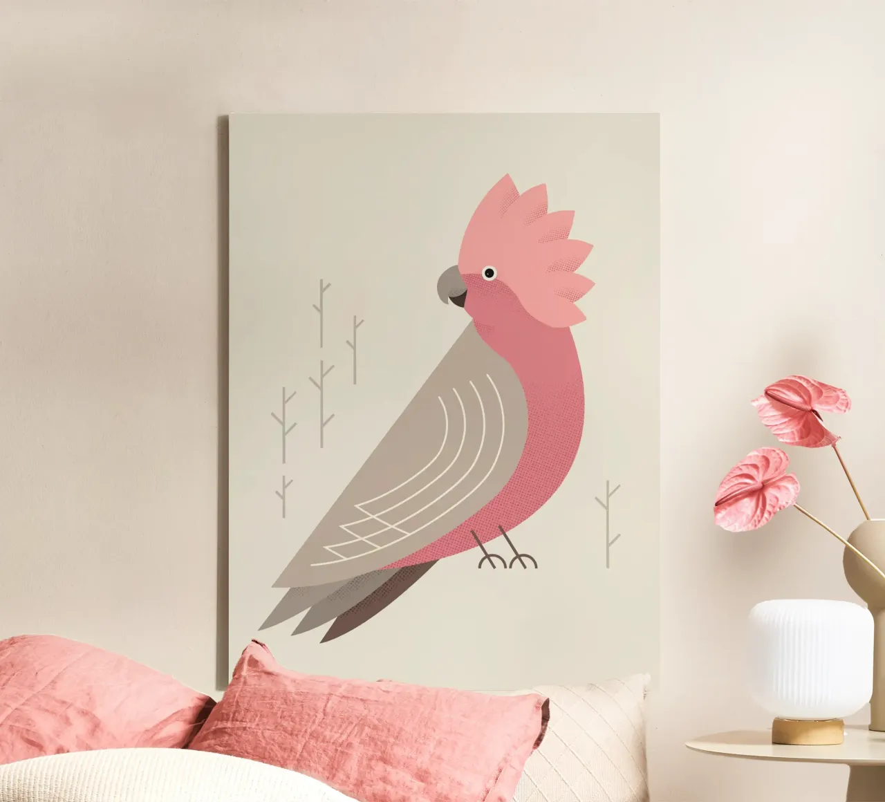 Galah, vogel van Australië canvas met Baklijst van The Printed Sparrow