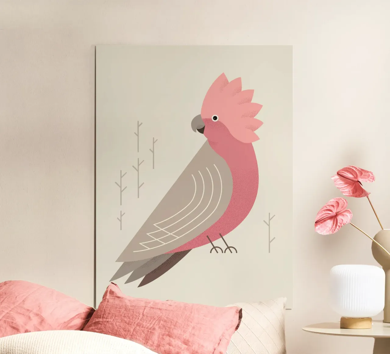 Galah, uccello dell'Australia poster con telaio in alluminio da The Printed Sparrow