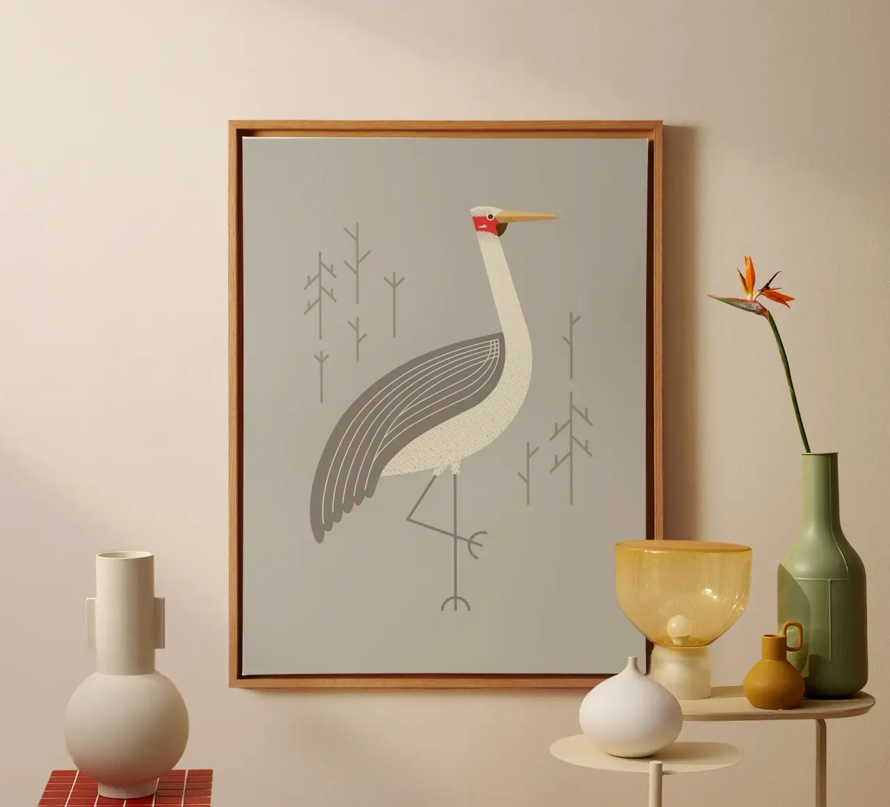 Brolga, vogel van Australië canvas met Baklijst van The Printed Sparrow
