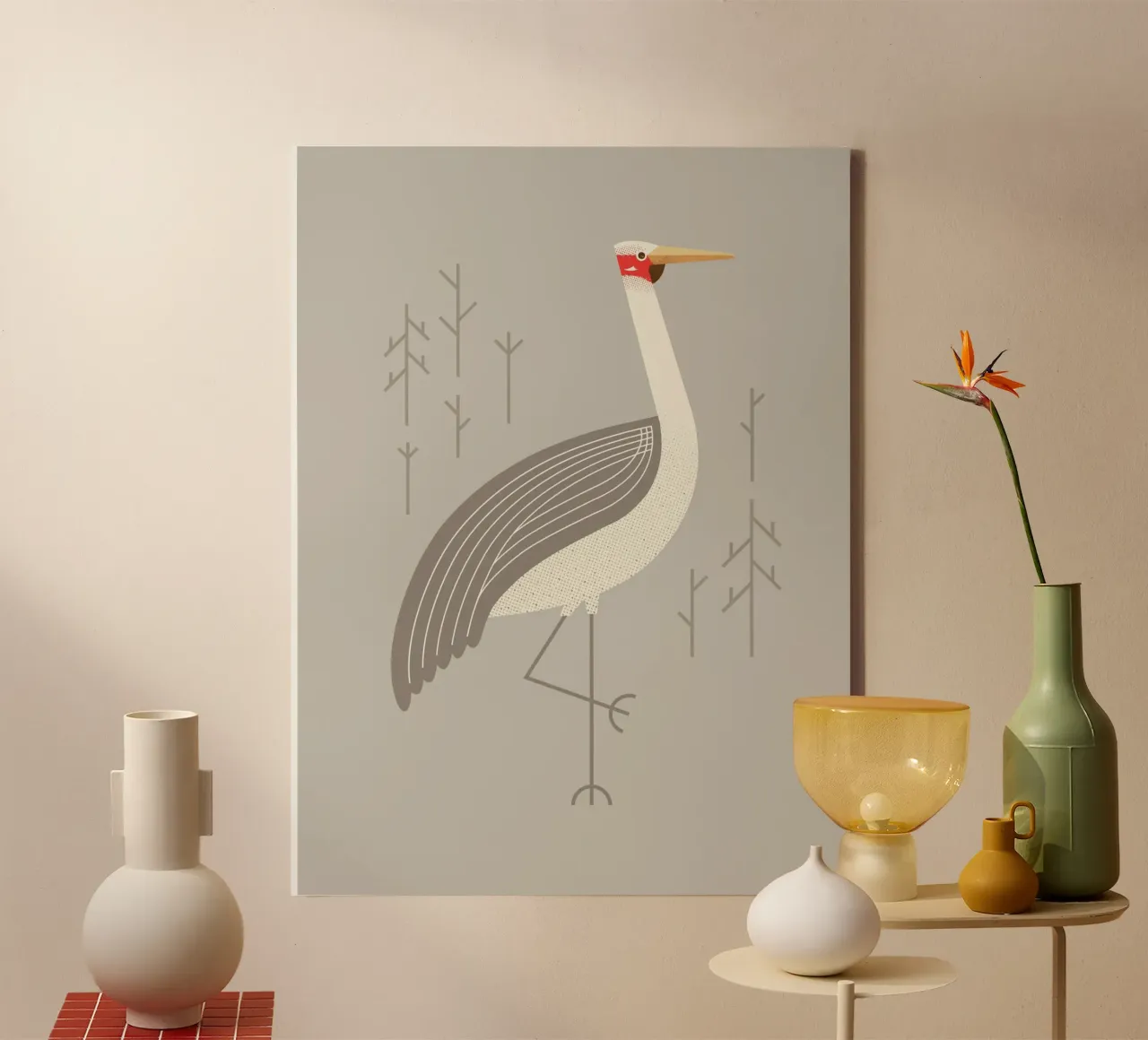 Brolga, vogel van Australië canvas met Baklijst van The Printed Sparrow