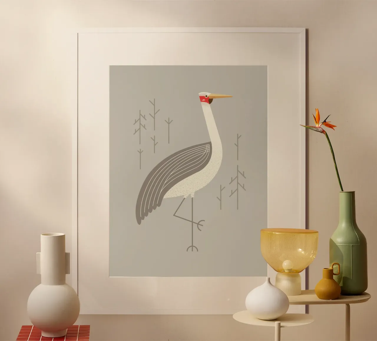 Brolga, uccello dell'Australia poster con telaio in alluminio da The Printed Sparrow