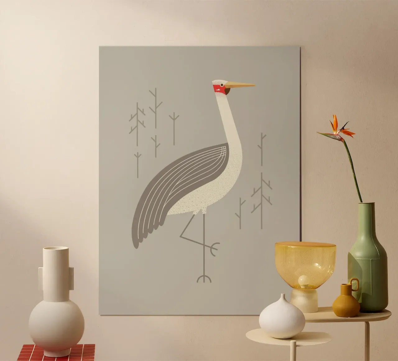 Brolga, uccello dell'Australia poster con telaio in alluminio da The Printed Sparrow