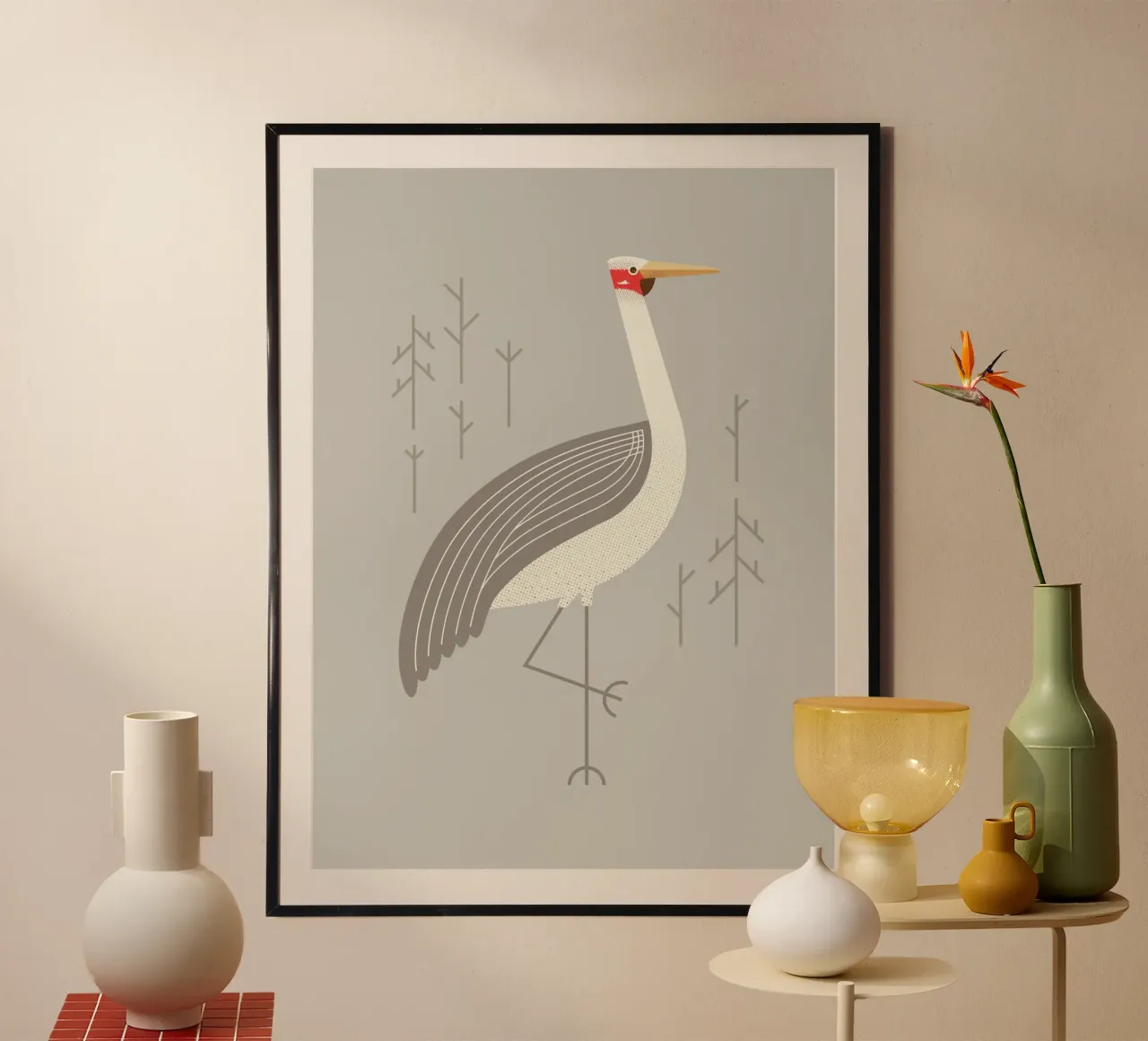Brolga, uccello dell'Australia poster con telaio in alluminio da The Printed Sparrow