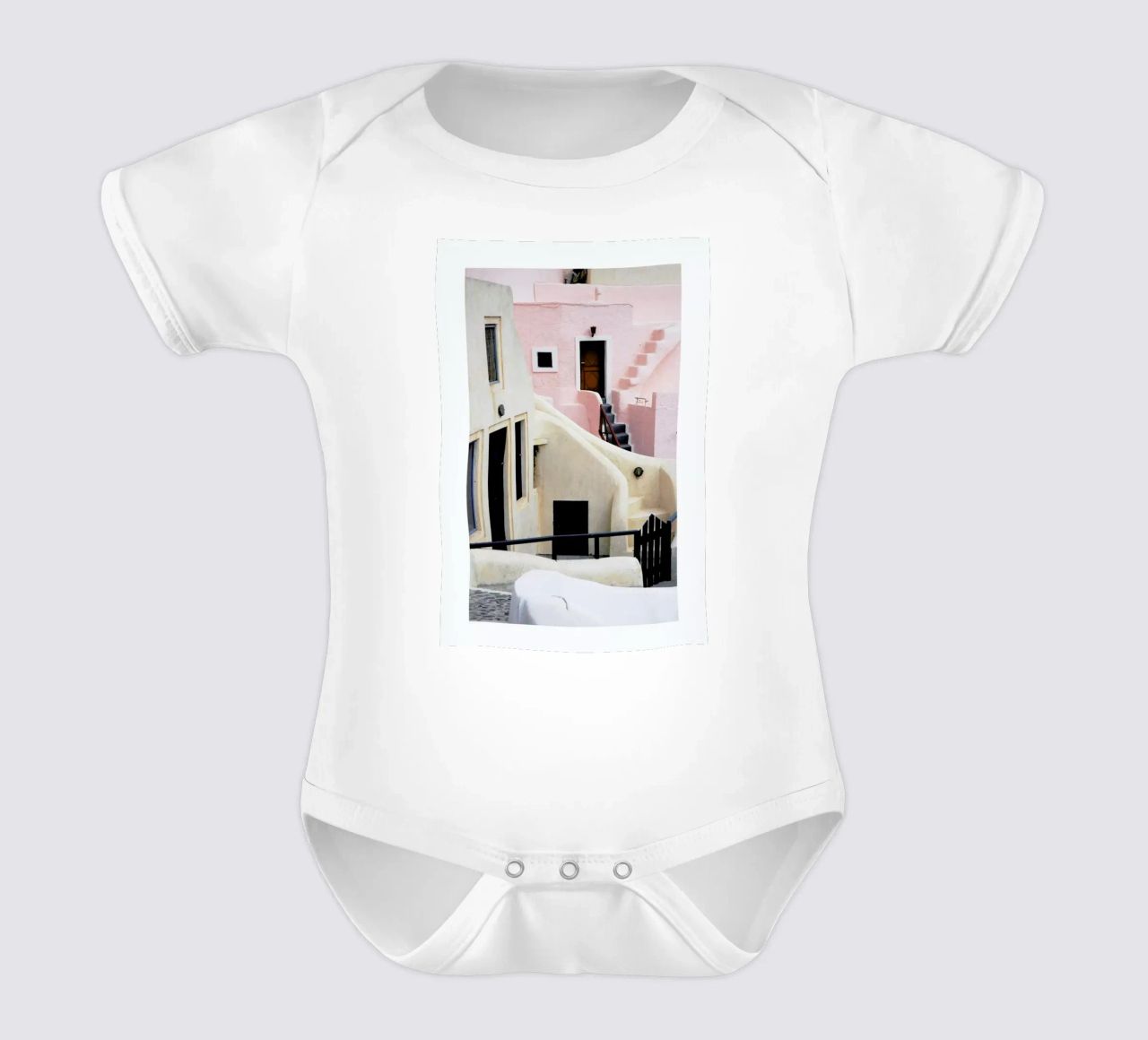 Santorini short-sleeve baby romper by METROPOLIS