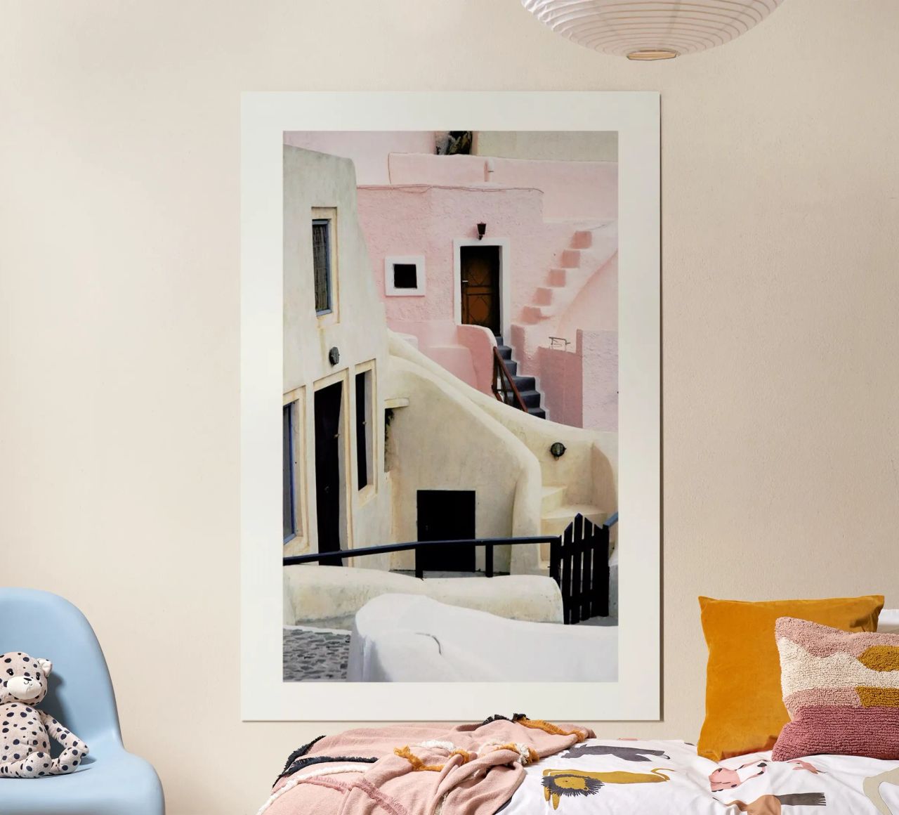 Santorini poster with wooden frame by METROPOLIS