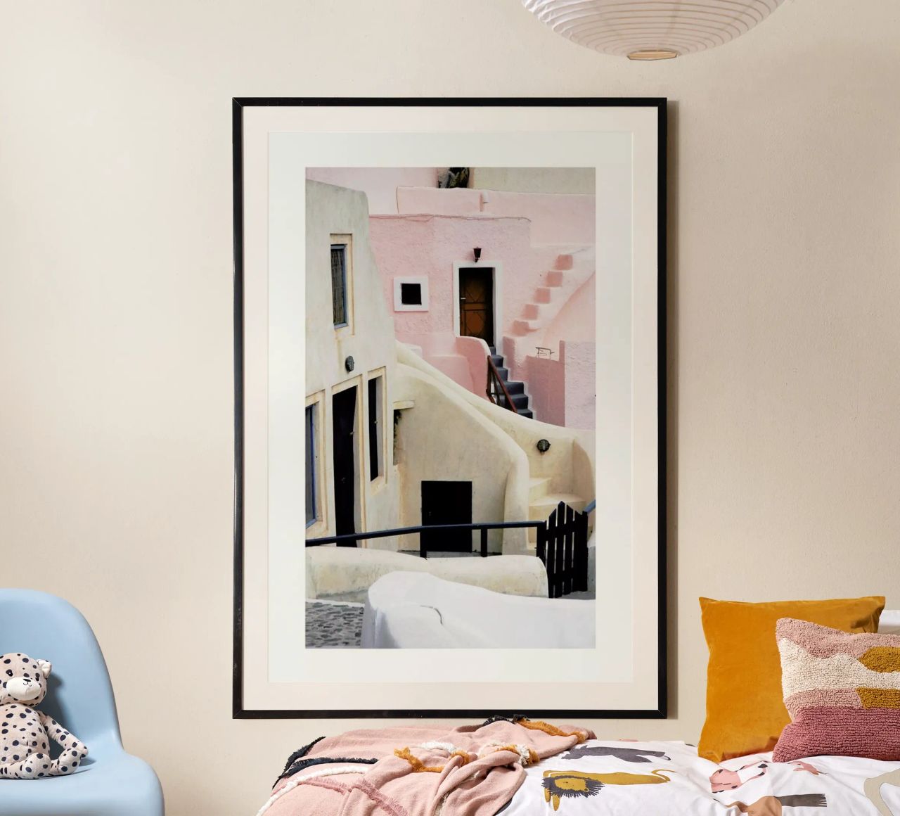 Santorini poster with wooden frame by METROPOLIS