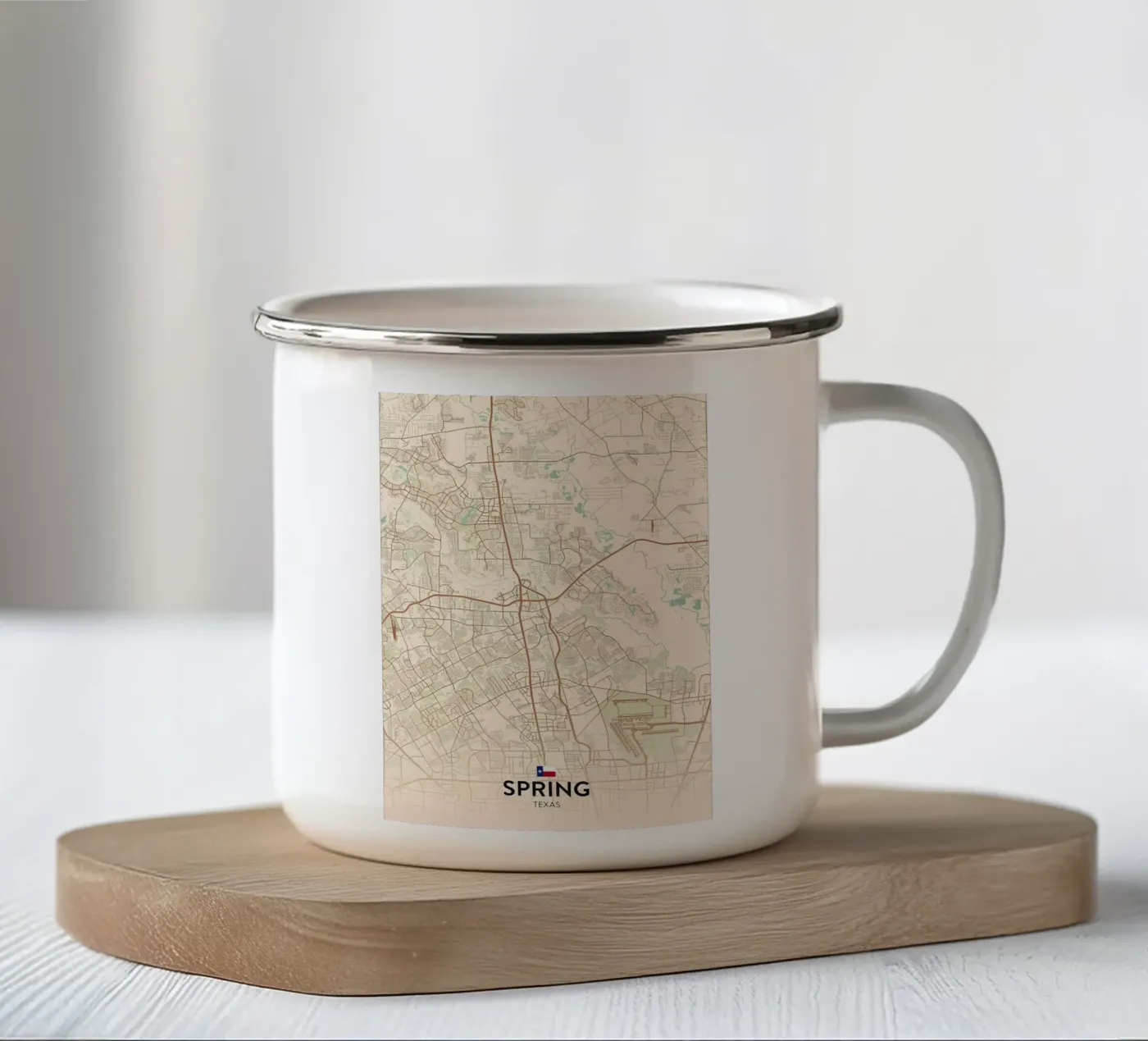 Spring TX enamel mug by Jacob W MICKELSON