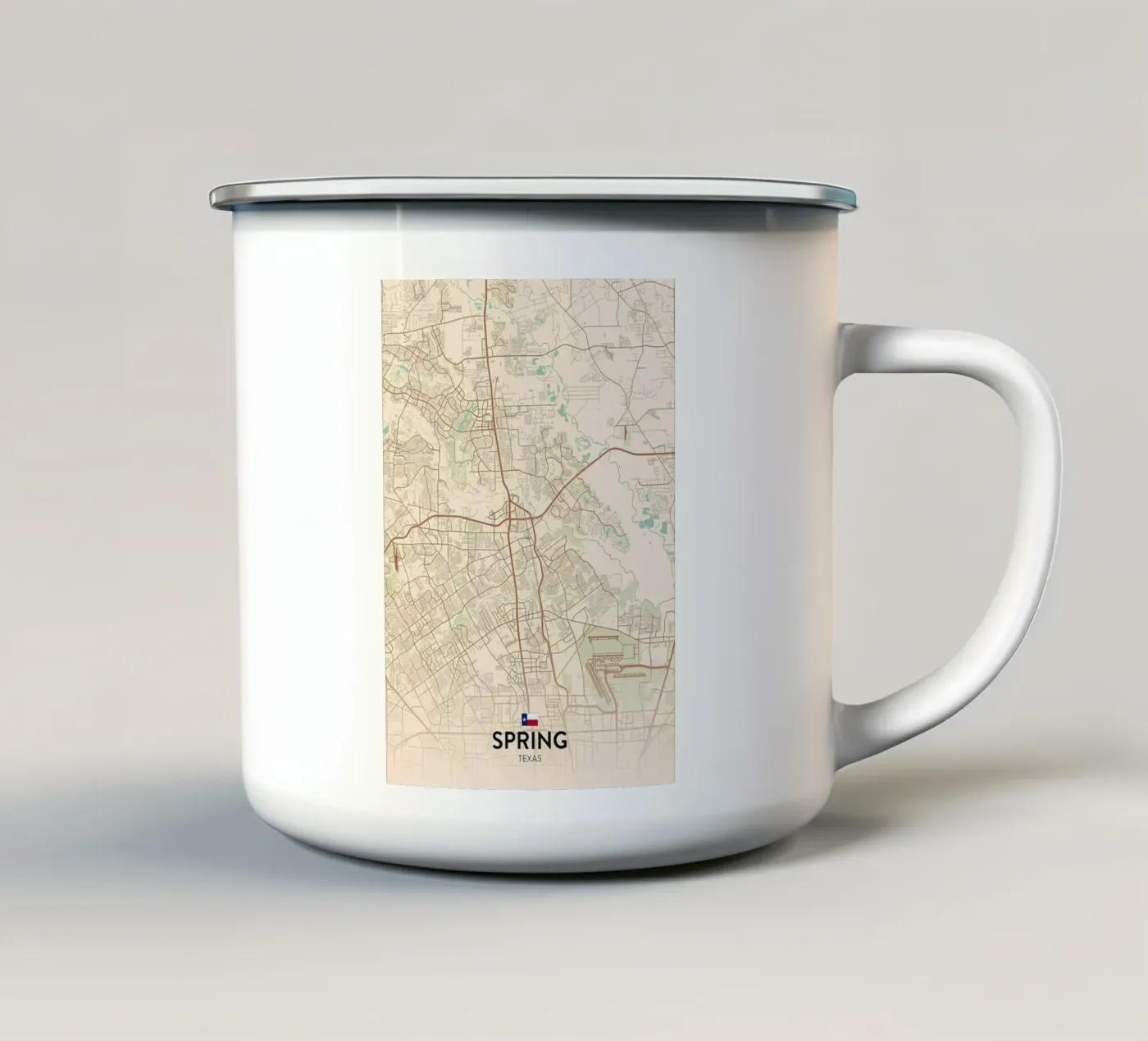 Spring TX enamel mug by Jacob W MICKELSON