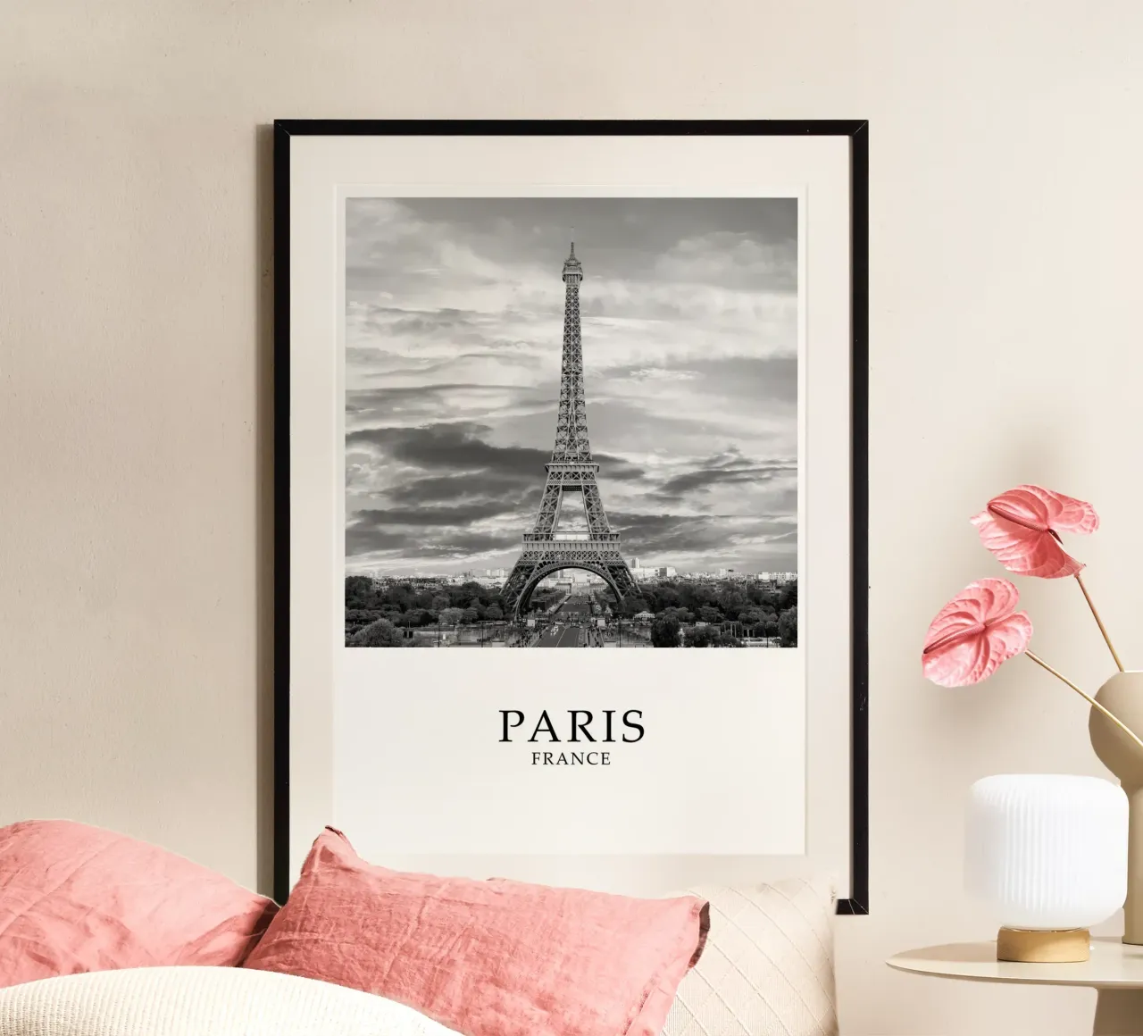 Eiffel Tower Paris France Cityscape Scene Greyscale carta hahnemühle da Charnwood Prints