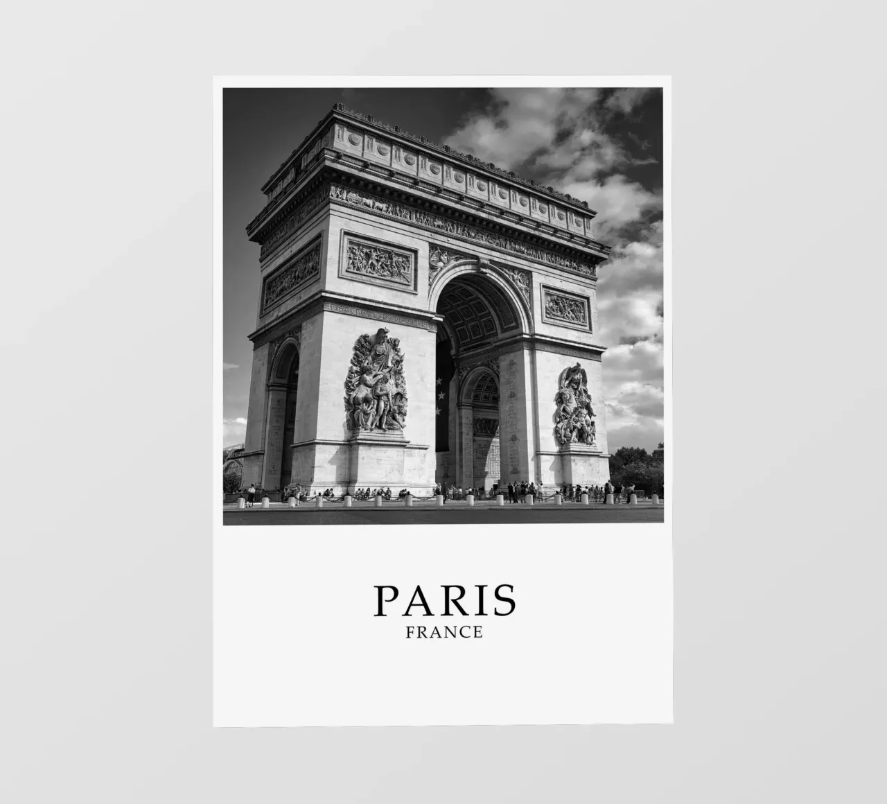 Arc de Triomphe Paris France Scene Greyscale telo in pvc da Charnwood Prints