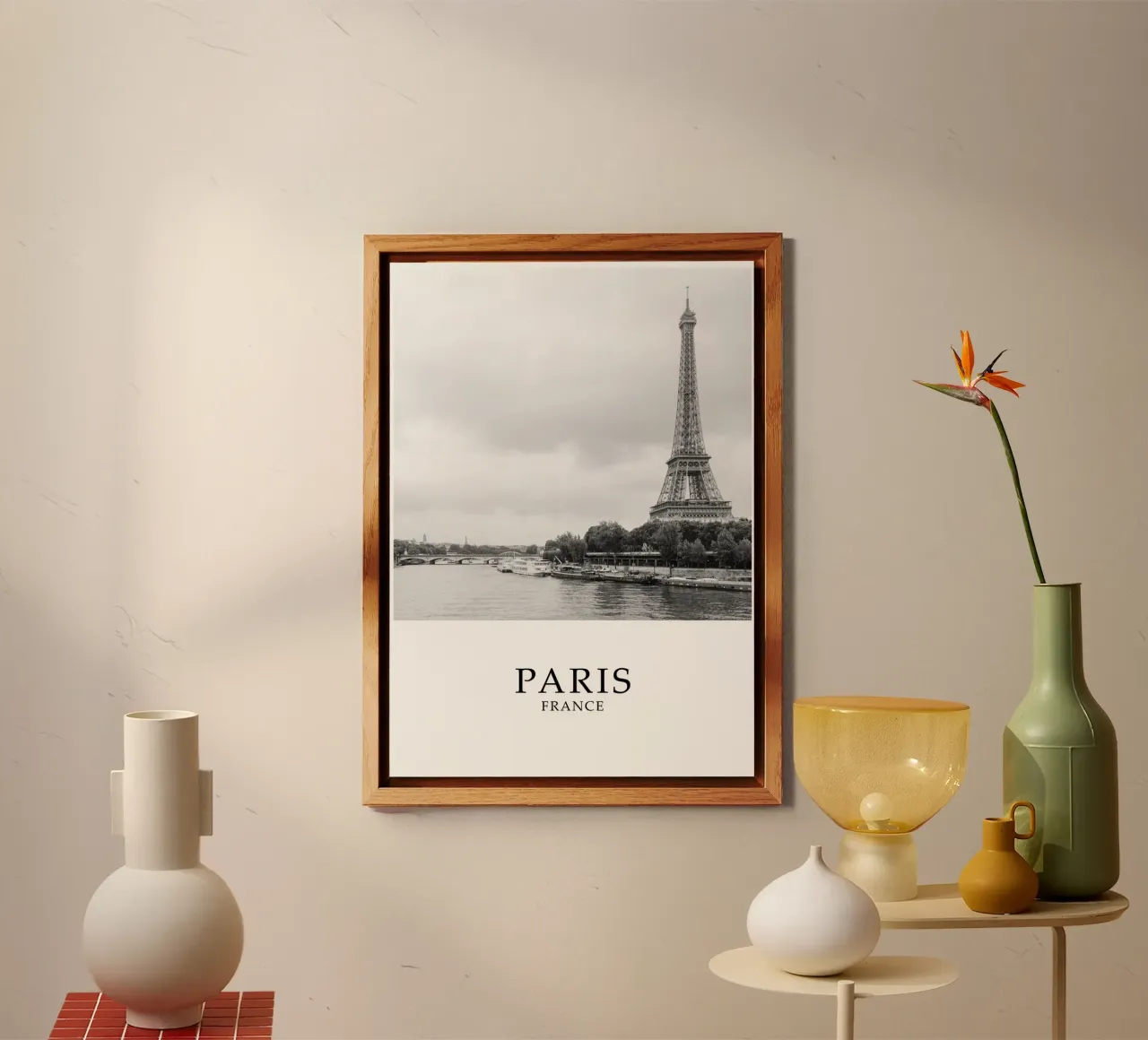 Eiffel Tower River Seine Paris France Scene Greyscale alluminio dibond da Charnwood Prints