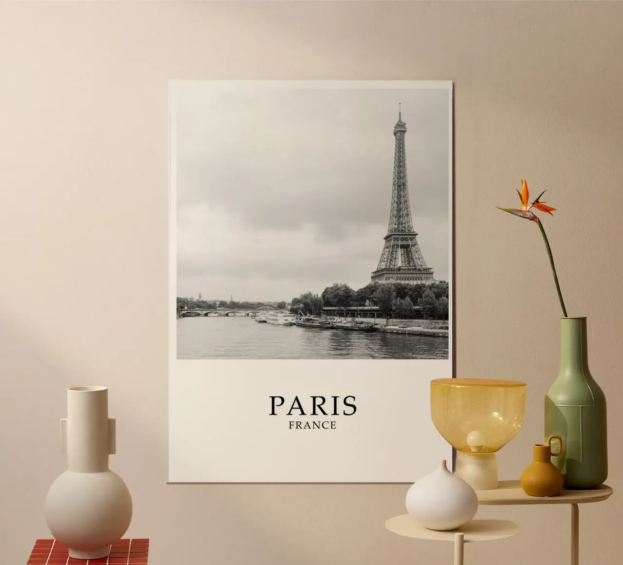 Eiffel Tower River Seine Paris France Scene Greyscale alluminio dibond da Charnwood Prints