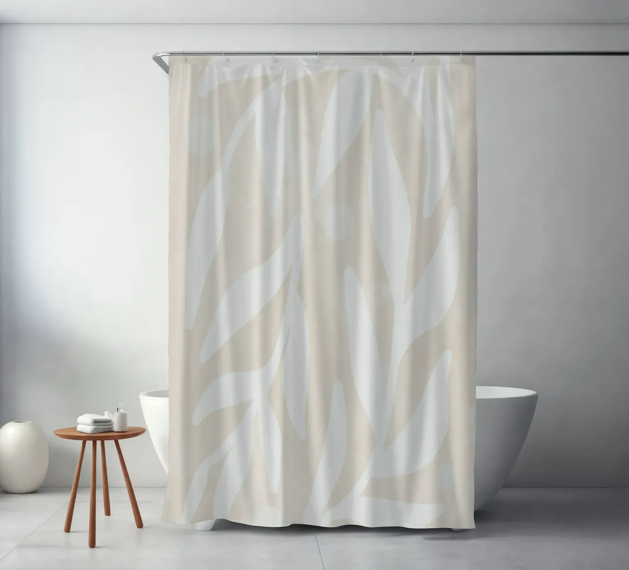 Abstrakt Minimalistisch Blume Blätter Botanisch Boho Beige Duschvorhang von This Wild Soul - Illustration