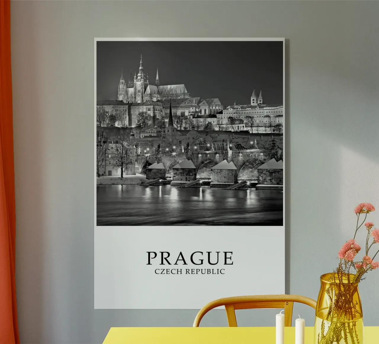 Charles Bridge Prague Czech Republic Scene Greyscale plexiglass da Charnwood Prints