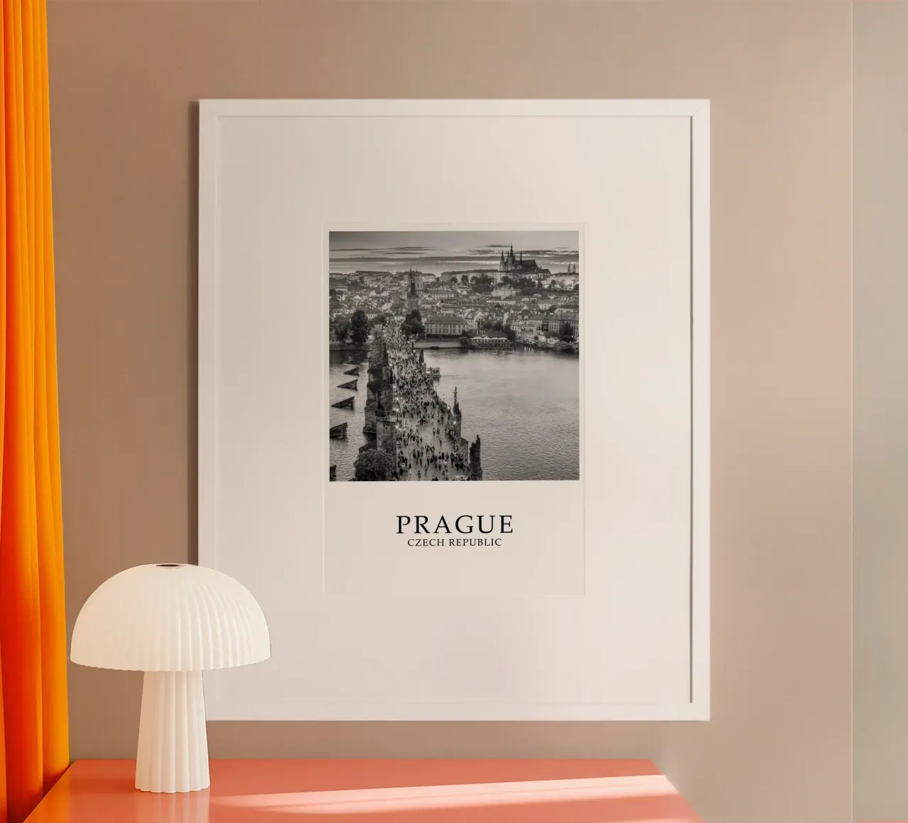 Charles Bridge Prague Czech Republic Scene Greyscale carta hahnemühle da Charnwood Prints