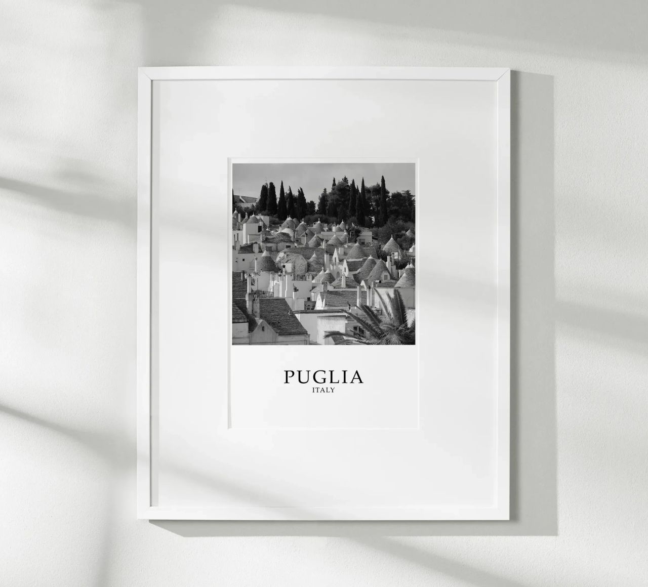Puglia Italy Scene Greyscale Poster von Charnwood Prints