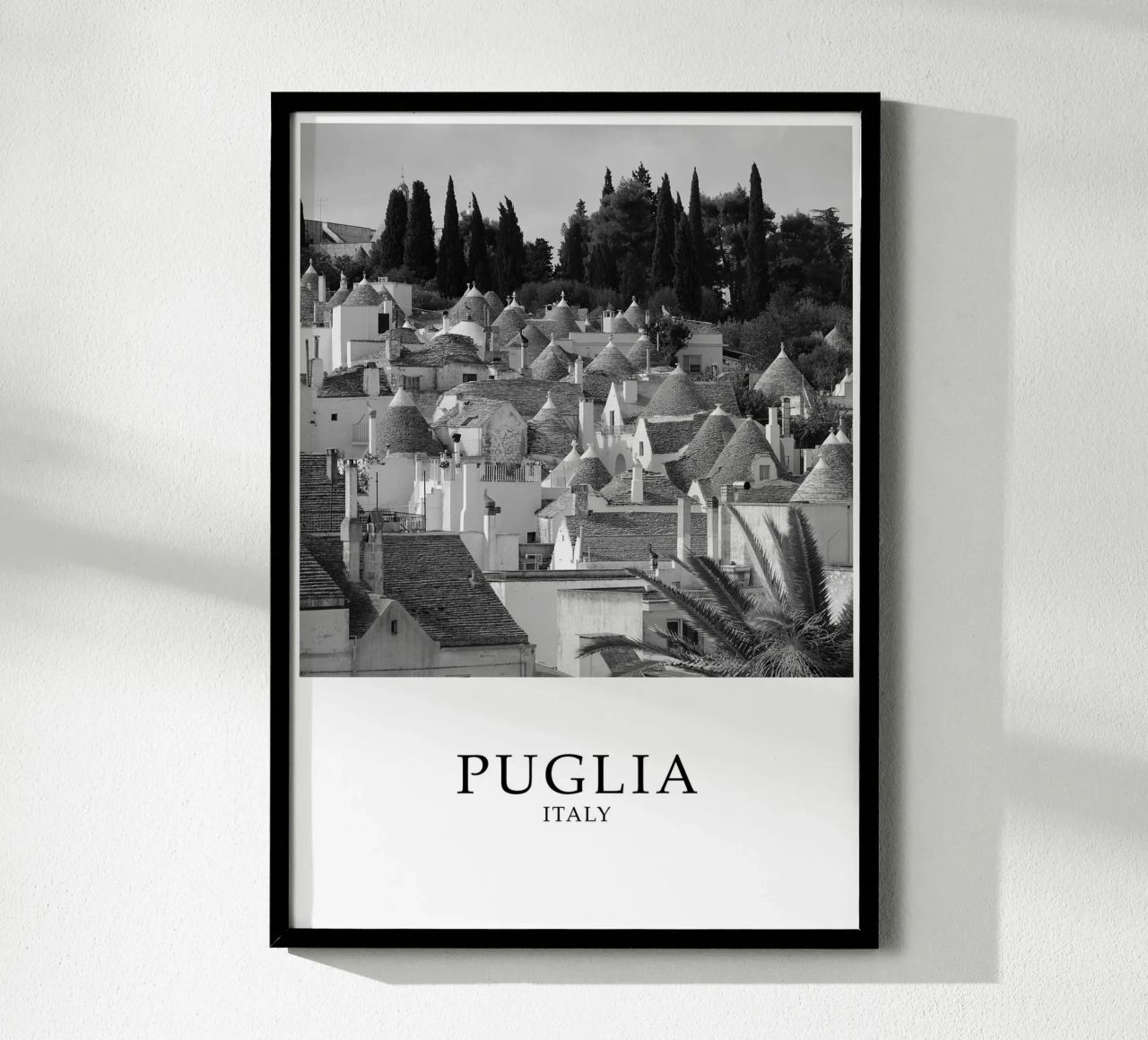 Puglia Italy Scene Greyscale Poster von Charnwood Prints