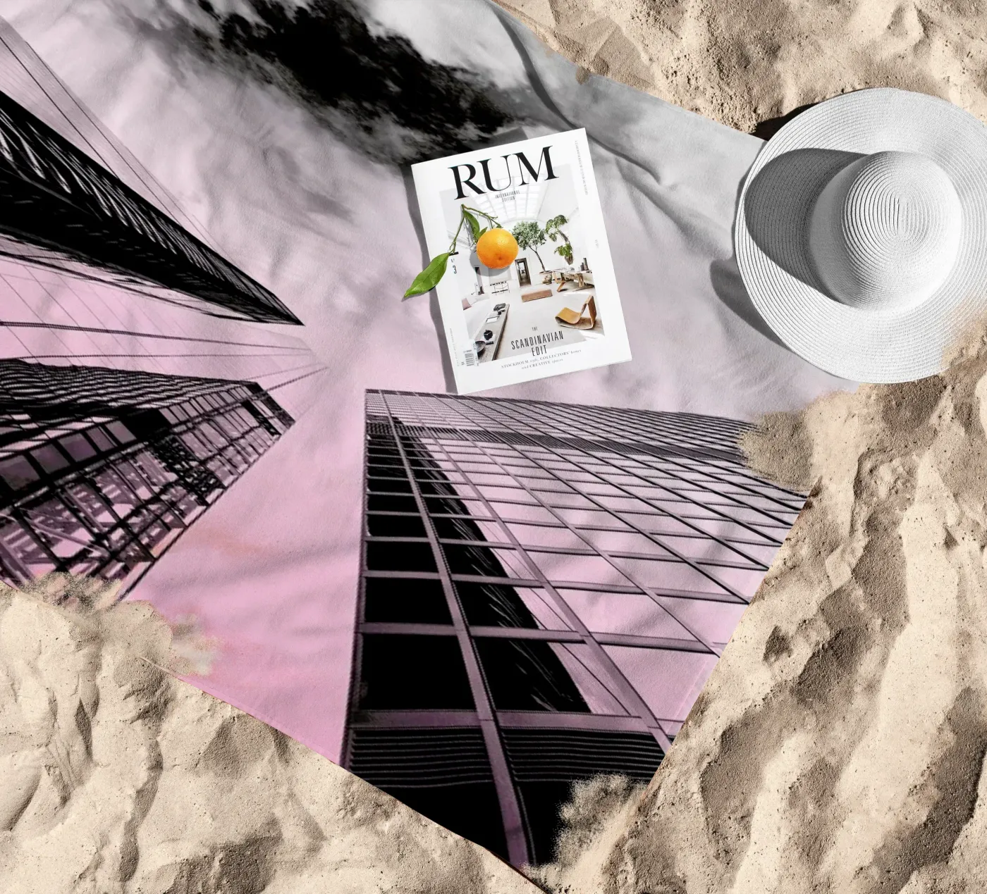 Skyscraper beach towel by Nordic Creators