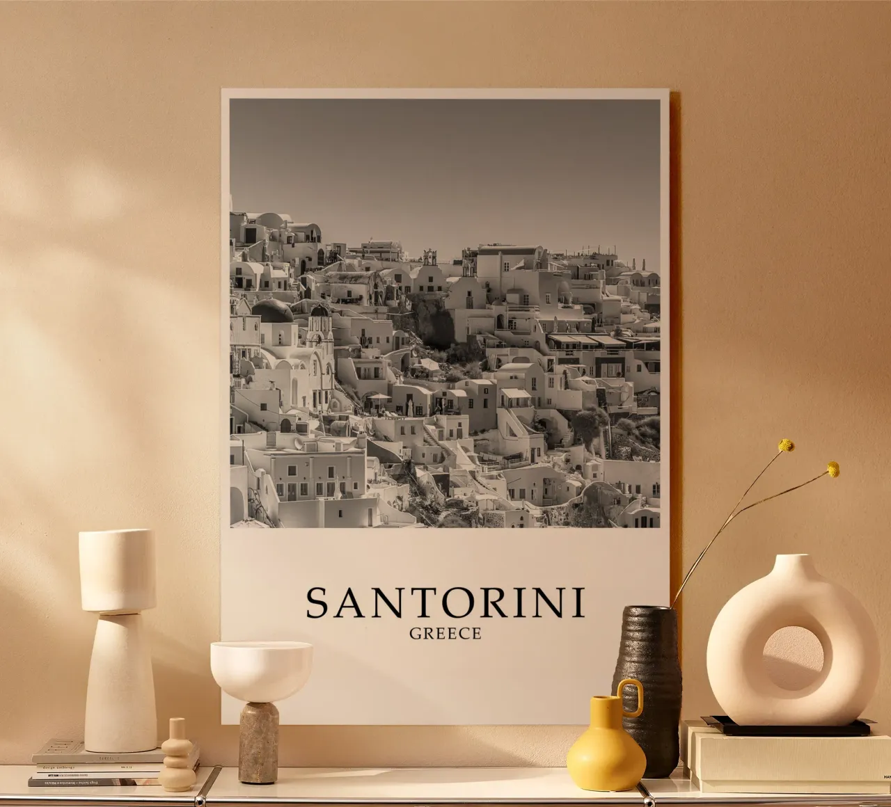 Santorini Greece Architecture Scene Greyscale plexiglass da Charnwood Prints