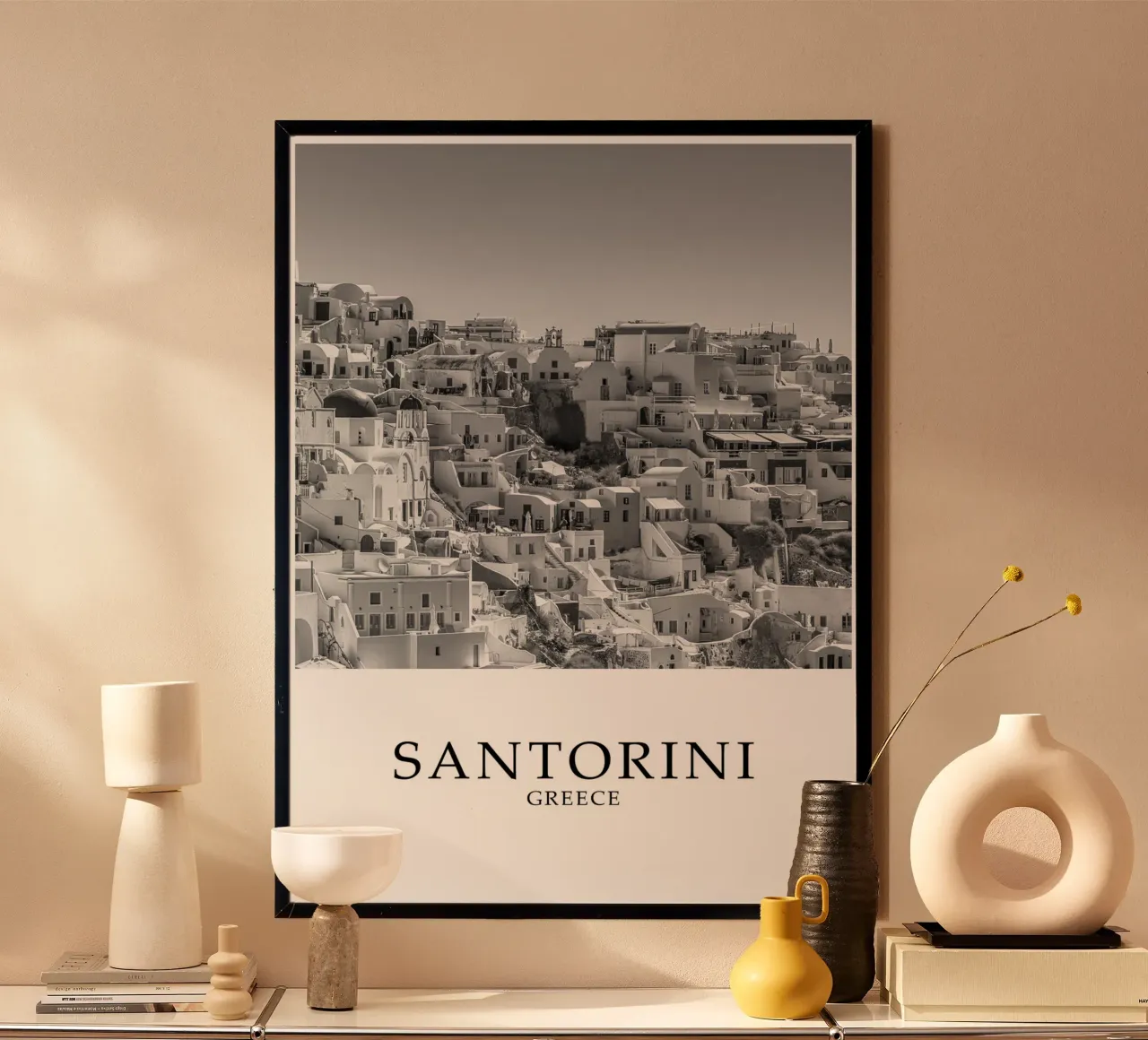 Santorini Greece Architecture Scene Greyscale carta hahnemühle da Charnwood Prints