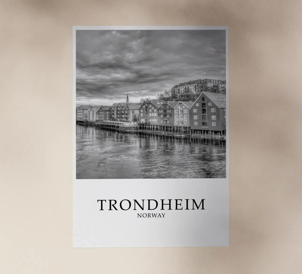Trondheim Norway Architecture Scene Greyscale pellicola backlit da Charnwood Prints