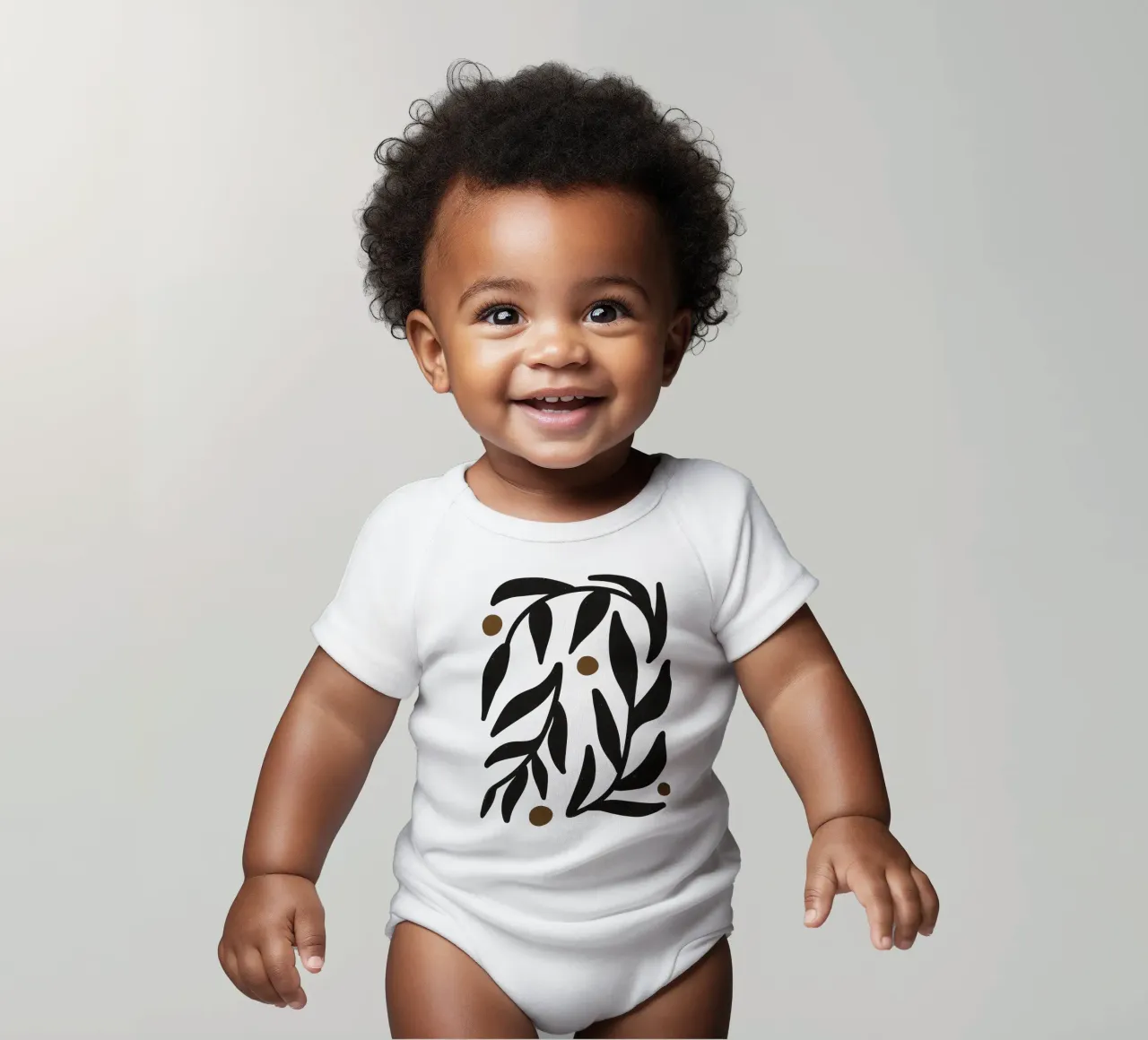 Minimalista astratto fiore Boho Mid Century modello nero body neonato maniche corte da This Wild Soul - Illustration